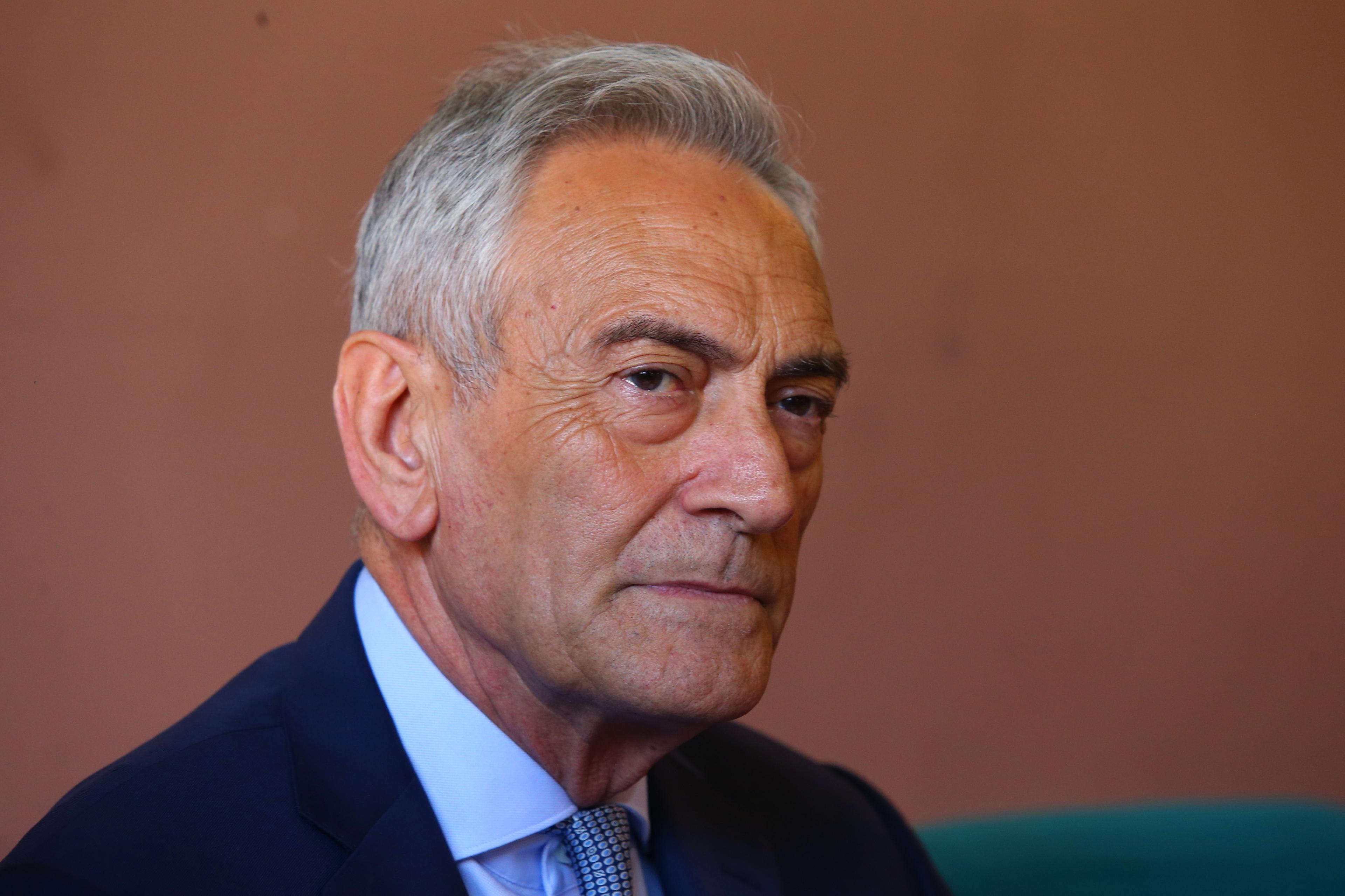 ROME, ITALY - MAY 25: FIGC President Gabriele Gravina, attends the press conference during FIGC 'Valori In Rete' event at Education Ministry on May 25, 2023 in Rome, Italy. (Photo by Paolo Bruno/Getty Images)