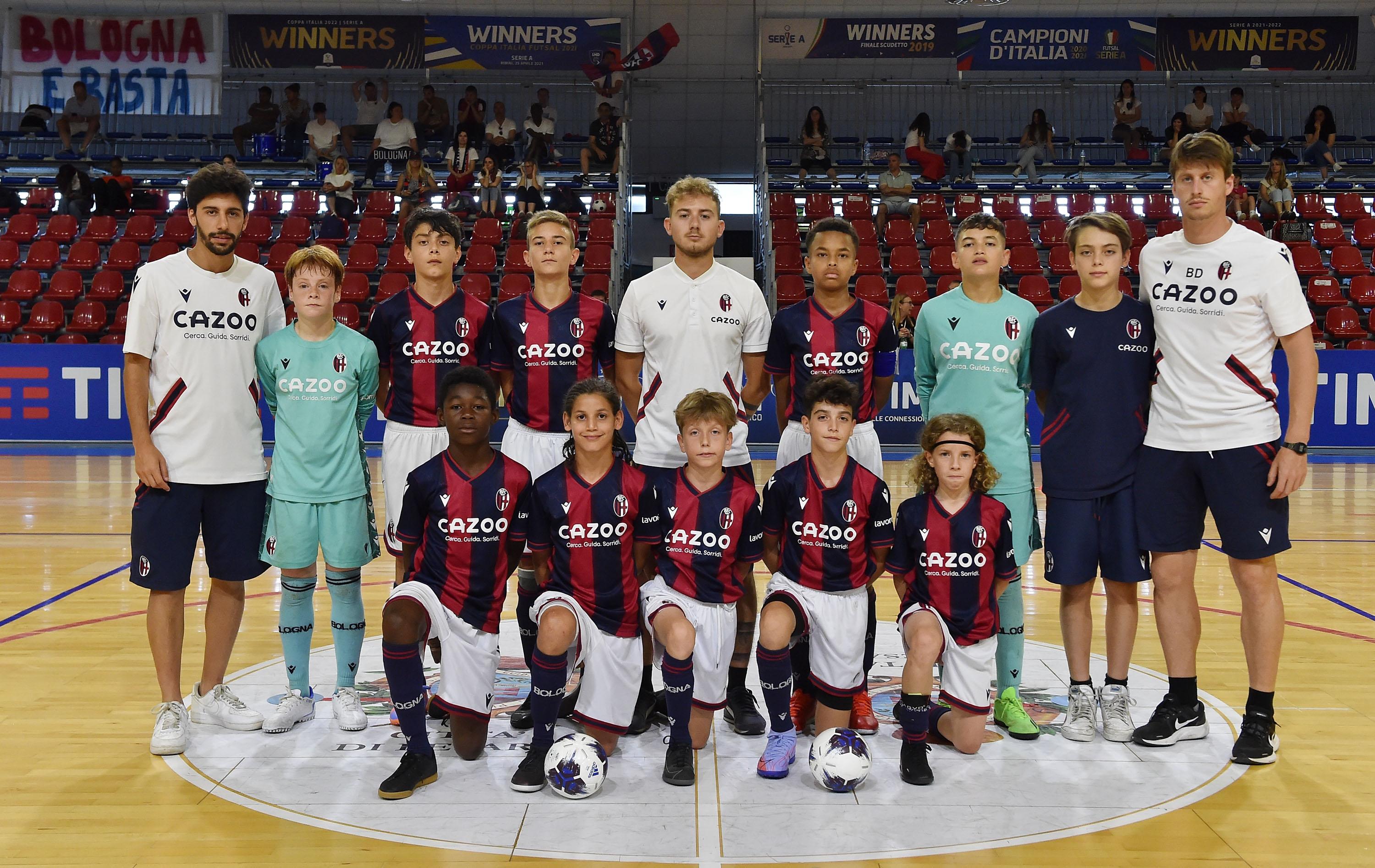 PESARO, ITALY - JUNE 04: Team of Bologna during U13 Futsal Elite at Palacampanara on June 4, 2023 in Pesaro, Italy. (Photo by Giuseppe Bellini/Getty Images)