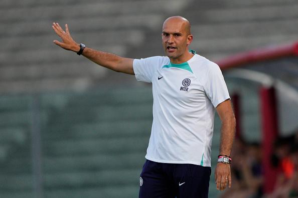 ANCONA, ITALY - JUNE 21: Tiziano Polenghi head coach of FC Internazionale U17 during the Serie A and B U17 Semifinal match between FC Internazionale and ACF Fiorentina at Del Conero Stadium on June 21, 2023 in Ancona, Italy. (Photo by Danilo Di Giovanni/Getty Images)