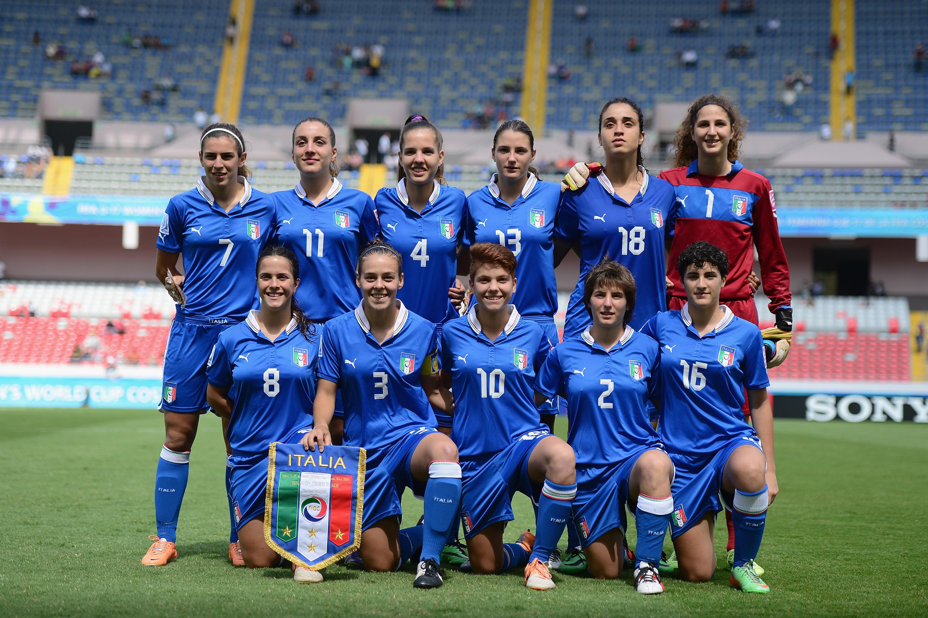SAN JOSE, COSTA RICA - APRIL 04: The team of Italy line up during the FIFA U-17 World Cup 3rd Place Playoff game between Venezuela and Italy at Estadio Nacional on April 4, 2014 in San Jose, Costa Rica. (Photo by Jamie McDonald - FIFA/FIFA via Getty Images)