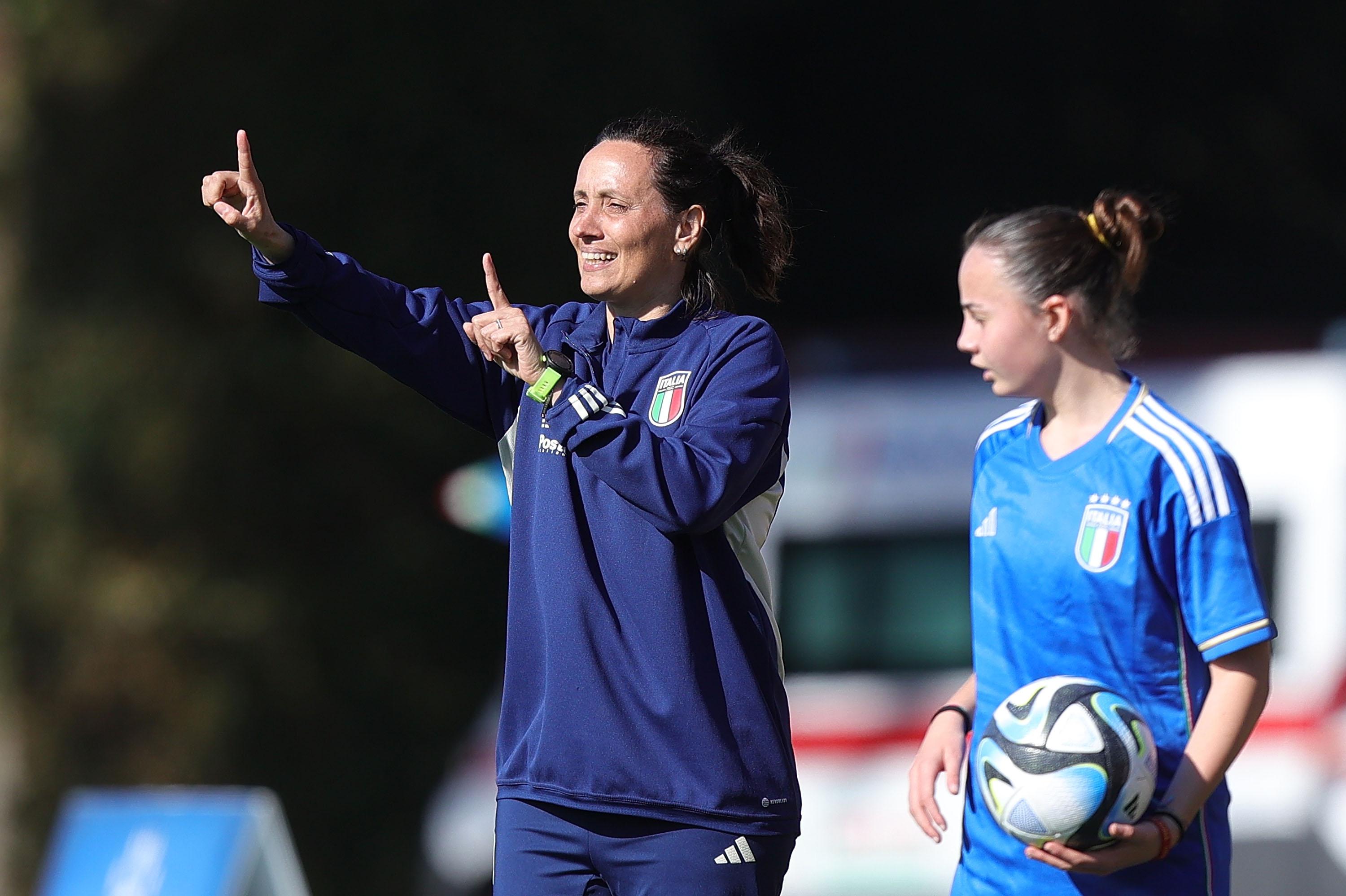 TIRRENIA, ITALY - MARCH 7: Francesca Valetto manager of Italy U15 Women gestures during the International friendly match between Italy U15 Women v San Marino U15 Women on March 7, 2024 in Tirrenia, Italy. (Photo by Gabriele Maltinti/Getty Images) *** Local Caption *** Francesca Valetto