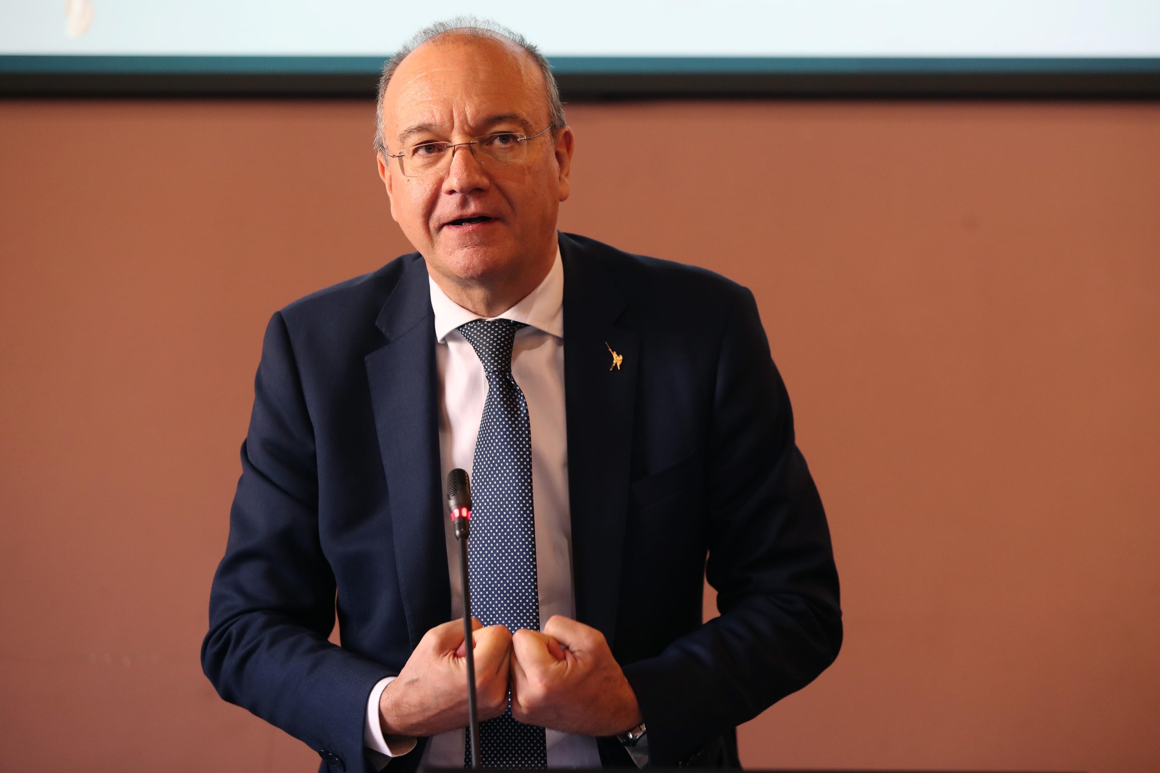 ROME, ITALY - MAY 25: Education Minister Giuseppe Valditara attends the press conference during FIGC 'Valori In Rete' event at Education Ministry on May 25, 2023 in Rome, Italy. (Photo by Paolo Bruno/Getty Images)