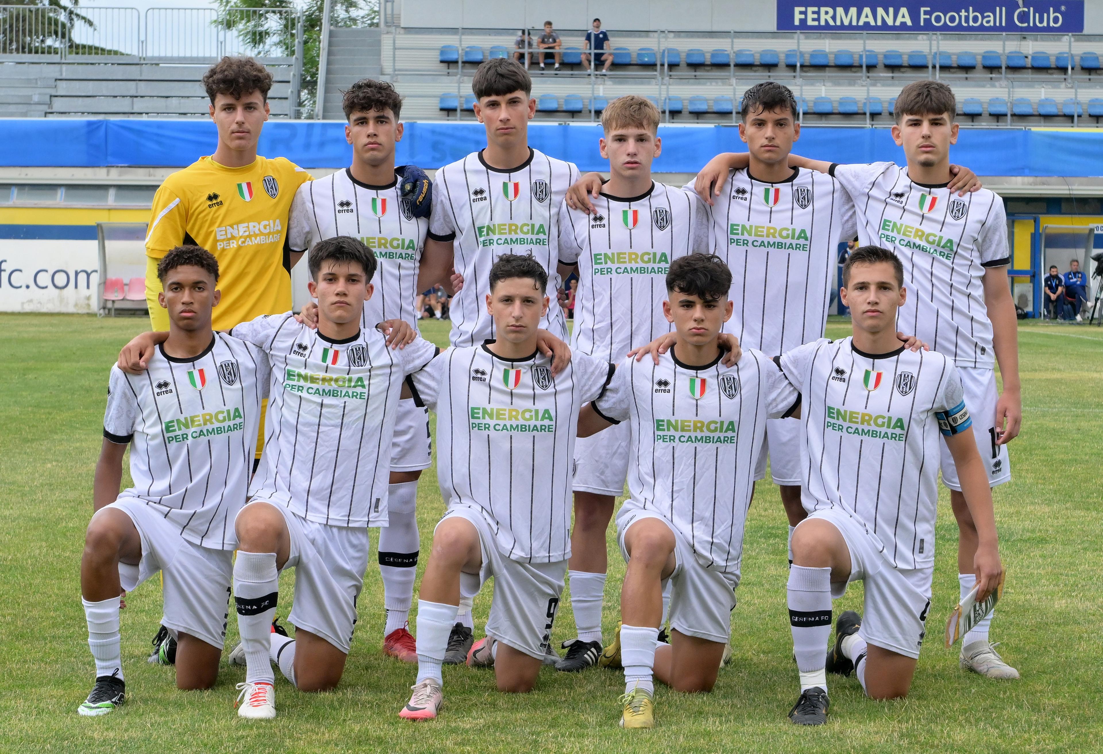 FERMO, ITALY - JUNE 23: Team of Cesena prior the Serie C U16 Final match between Cesena and Virtus Entella at Stadio Bruno Recchioni on June 23, 2024 in Fermo, Italy. (Photo by Giuseppe Bellini/Getty Images)