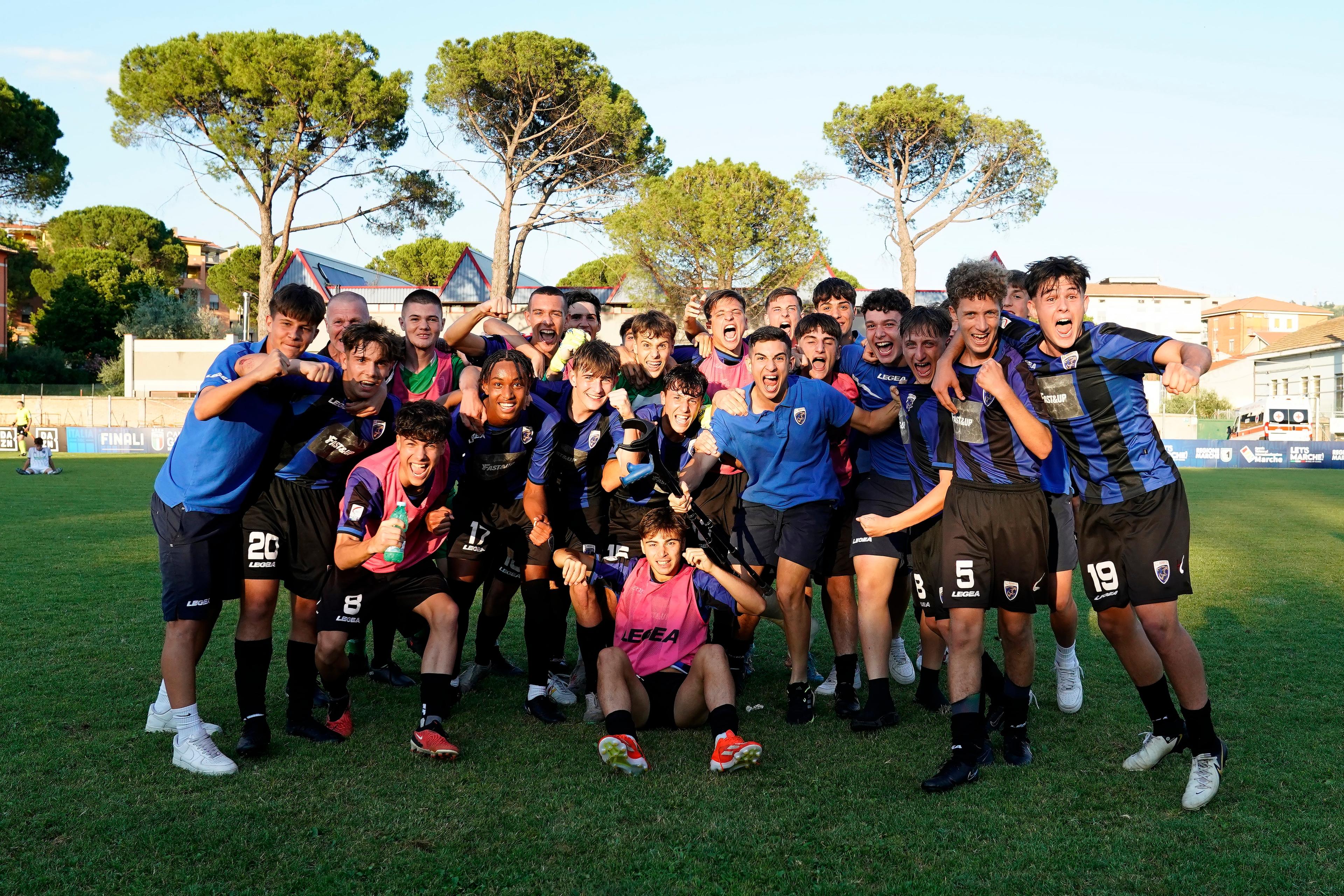 TOLENTINO, ITALY - JUNE 16: Renate U17 player celebrate the victory of the U17 Serie C match between Renate and Cesena at  on June 16, 2024 in Tolentino, Italy. (Photo by Danilo Di Giovanni/Getty Images)