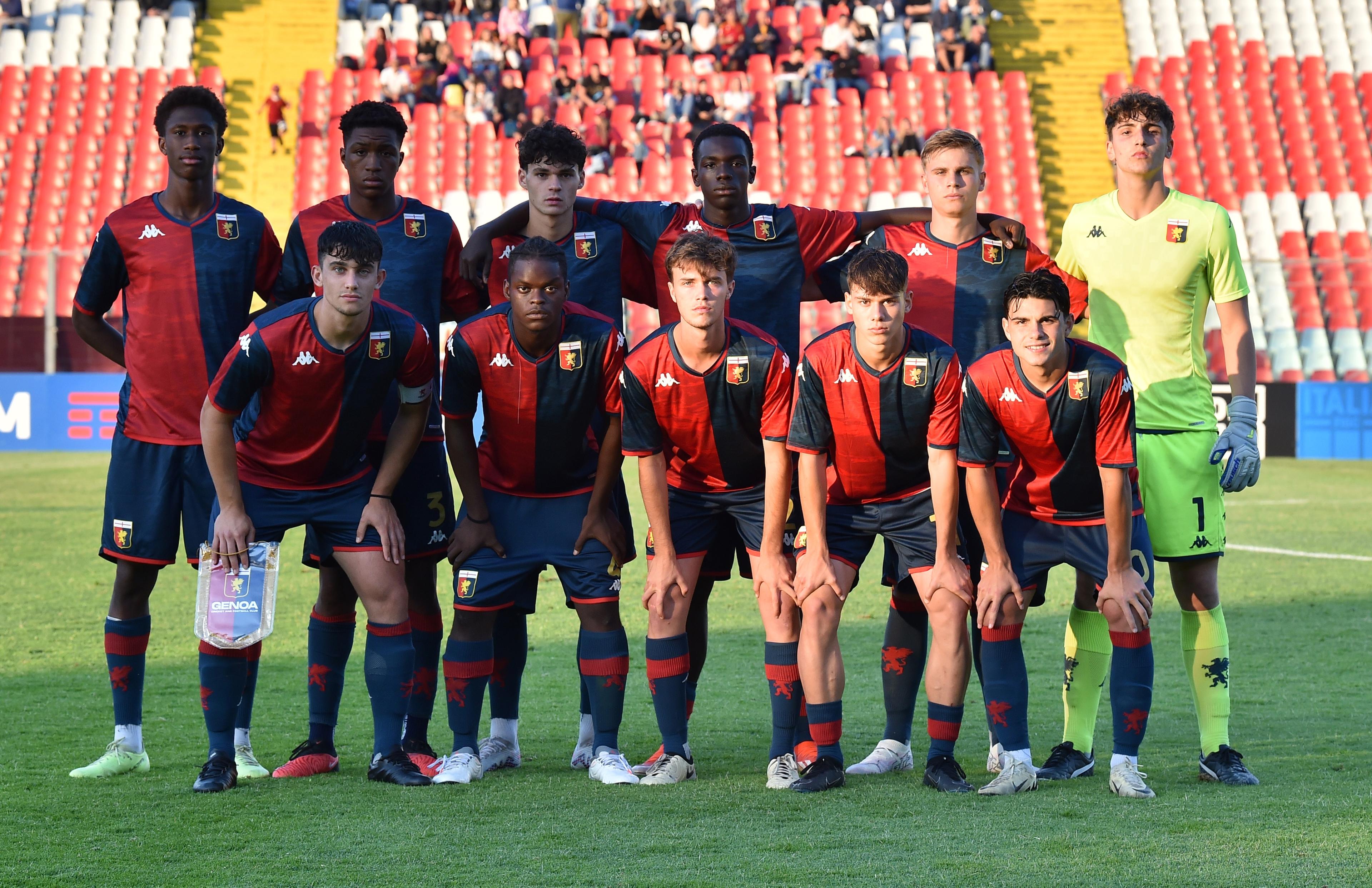 ANCONA, ITALY - JUNE 13 Team of Genoa CFC prior the U18 Final match between AS Roma and Genoa CFC at Del Conero Stadium on June 13, 2024 in Ancona, Italy. (Photo by Giuseppe Bellini/Getty Images)