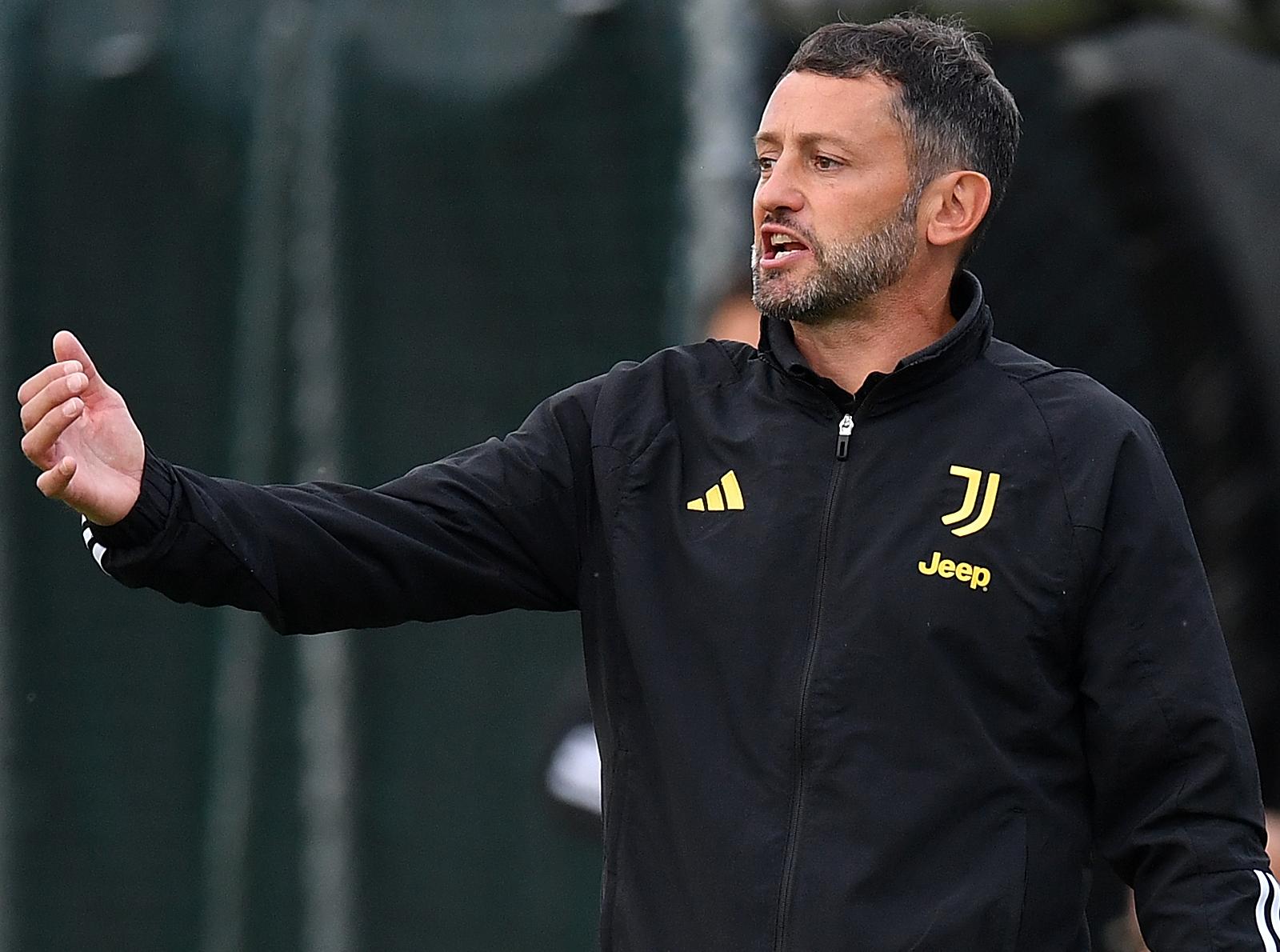 VINOVO, ITALY - OCTOBER 22: Juventus U16 head coach Claudio Grauso reacts during the match between Juventus U16 and Torino U16 at Juventus Center Vinovo on October 22, 2023 in Vinovo, Italy. (Photo by Valerio Pennicino - Juventus FC/Juventus FC via Getty Images) *** Local Caption *** Claudio Grauso