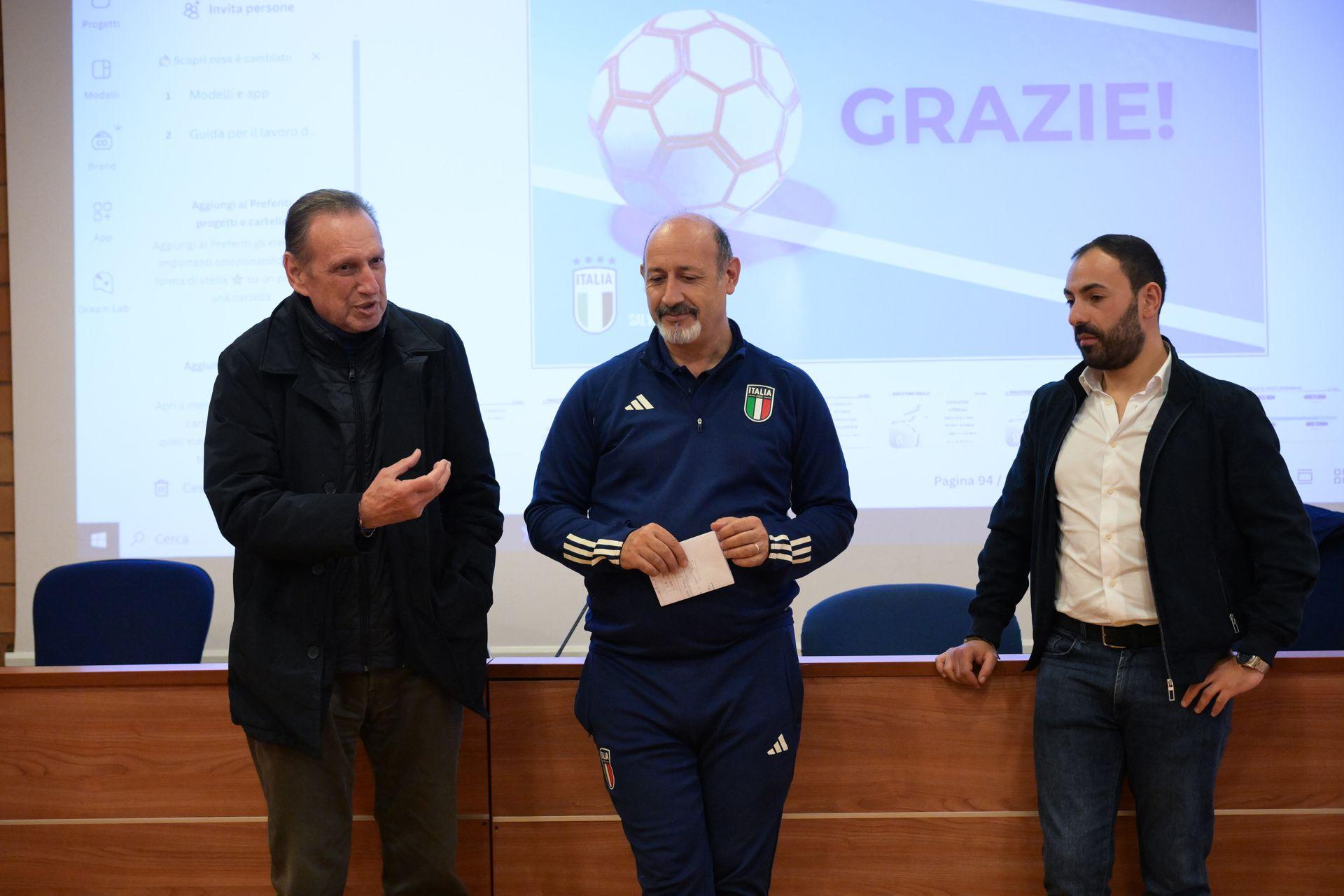 ROME, ITALY - NOVEMBER 24: Italy futsal head coach Salvatore Samperi during a technical meeting at Centro Sportivo Giulio Onesti on November 24, 2024 in Rome, Italy. (Photo by FIGC/FIGC via Getty Images)