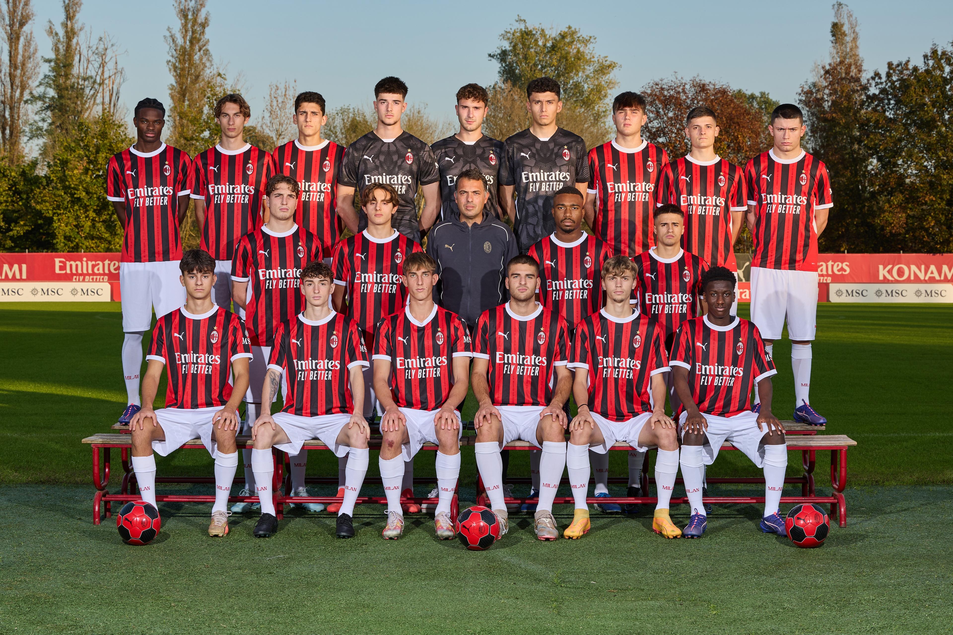 MILAN, ITALY - OCTOBER 30: Players of AC Milan U18 pose for the official team photo at Vismara PUMA House of Football on October 30, 2024 in Milan, Italy. (Photo by Francesco Scaccianoce/AC Milan via Getty Images)