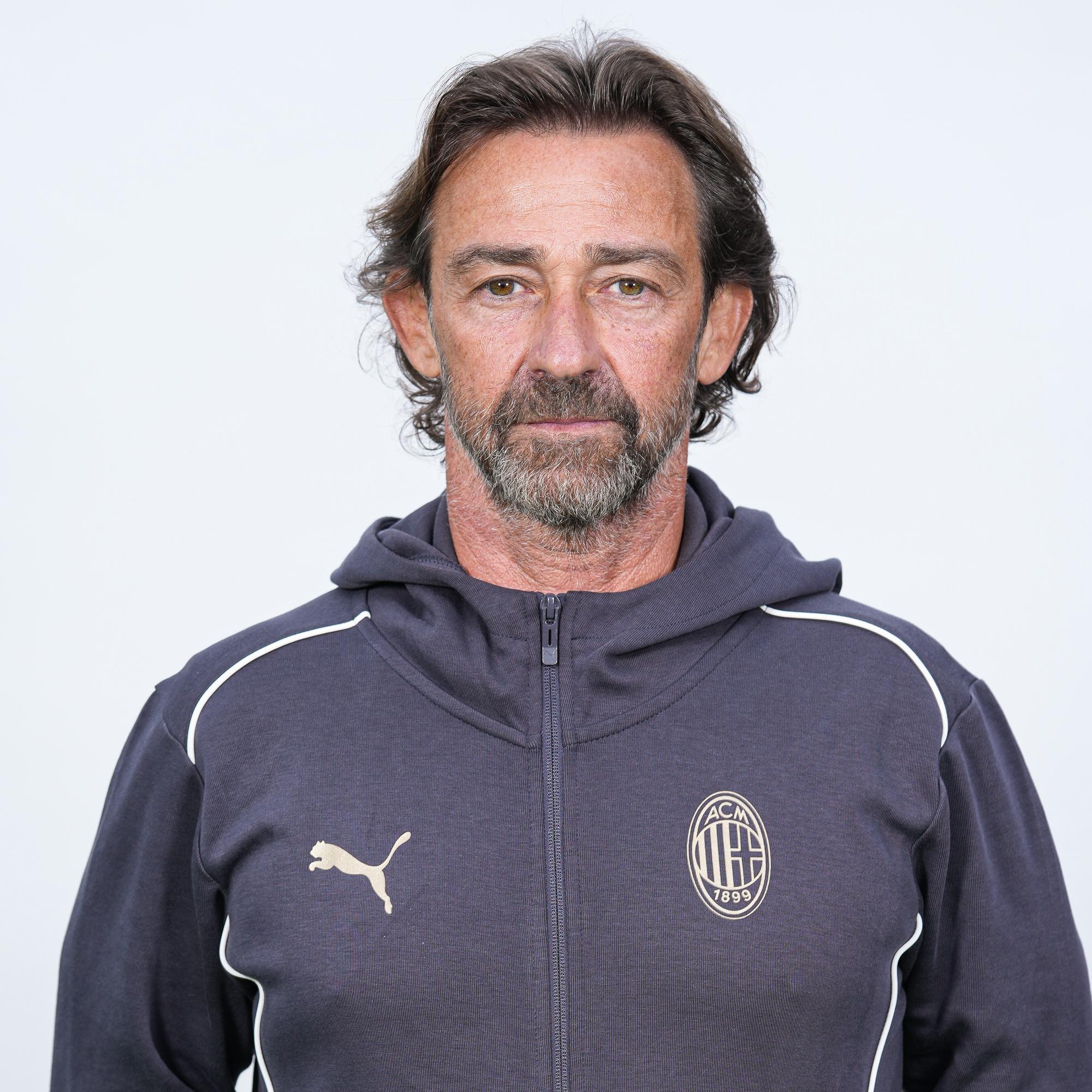 MILAN, ITALY - OCTOBER 01: Coach Simone Baldo of AC Milan U16 at Vismara PUMA House of Football on October 01, 2024 in Milan, Italy. (Photo by AC Milan/AC Milan via Getty Images)