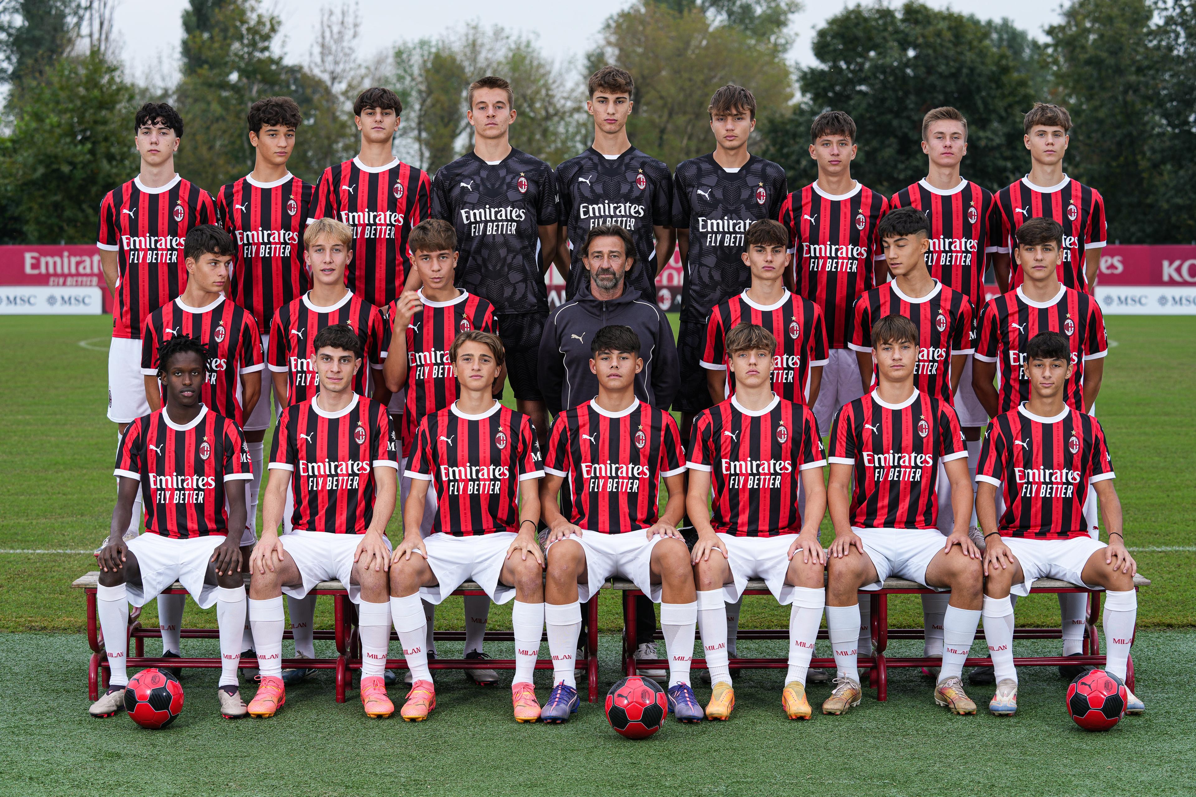 MILAN, ITALY - OCTOBER 01: Team of AC Milan U16 at Vismara PUMA House of Football on October 01, 2024 in Milan, Italy.  (Photo by AC Milan/AC Milan via Getty Images)