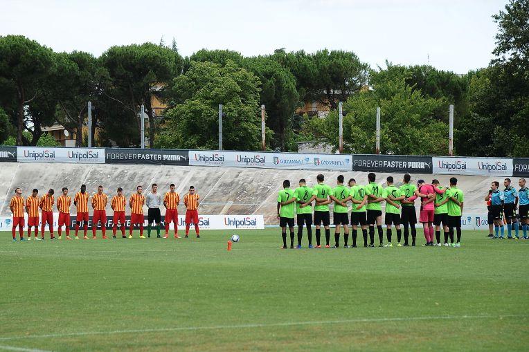 FORLI, ITALY - JUNE 28: players of san Michele Virtus and Calcio Sicilia line for a one minute of mourning in memory of Mr Bresci of FIGC before the beginning of the U17 Amateur Final match between San Michele Virtus v Calcio Sicilia at Stadio Tullo Morgagni on June 28, 2017 in Forli, Italy. (Photo by Mario Carlini / Iguana Press/Getty Images)