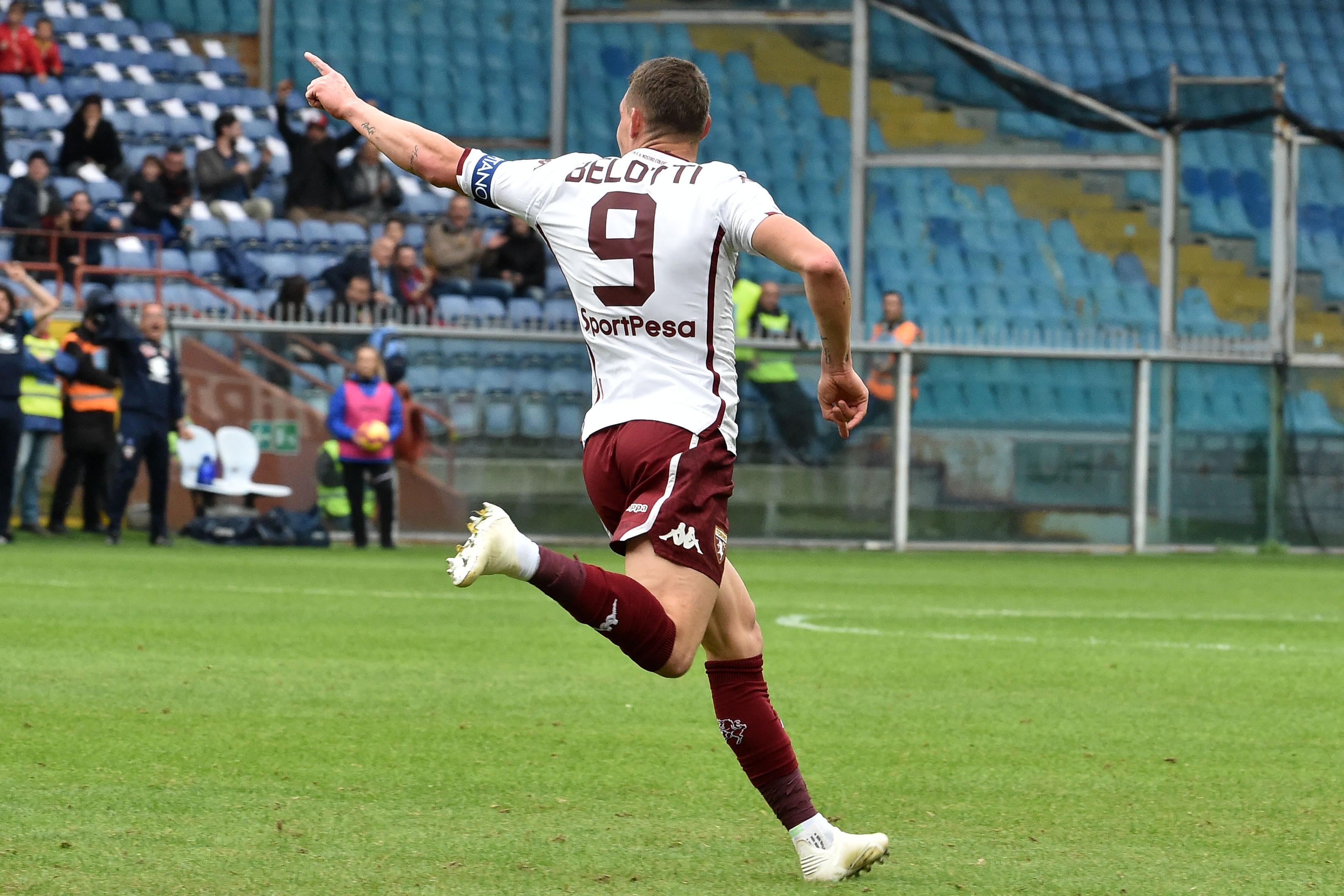 GENOA, ITALY - NOVEMBER 04: Andrea Belotti (Torino) celebrates after scoring a goal 0-1 during the Serie A match between UC Sampdoria and Torino FC at Stadio Luigi Ferraris on November 4, 2018 in Genoa, Italy. (Photo by Paolo Rattini/Getty Images)