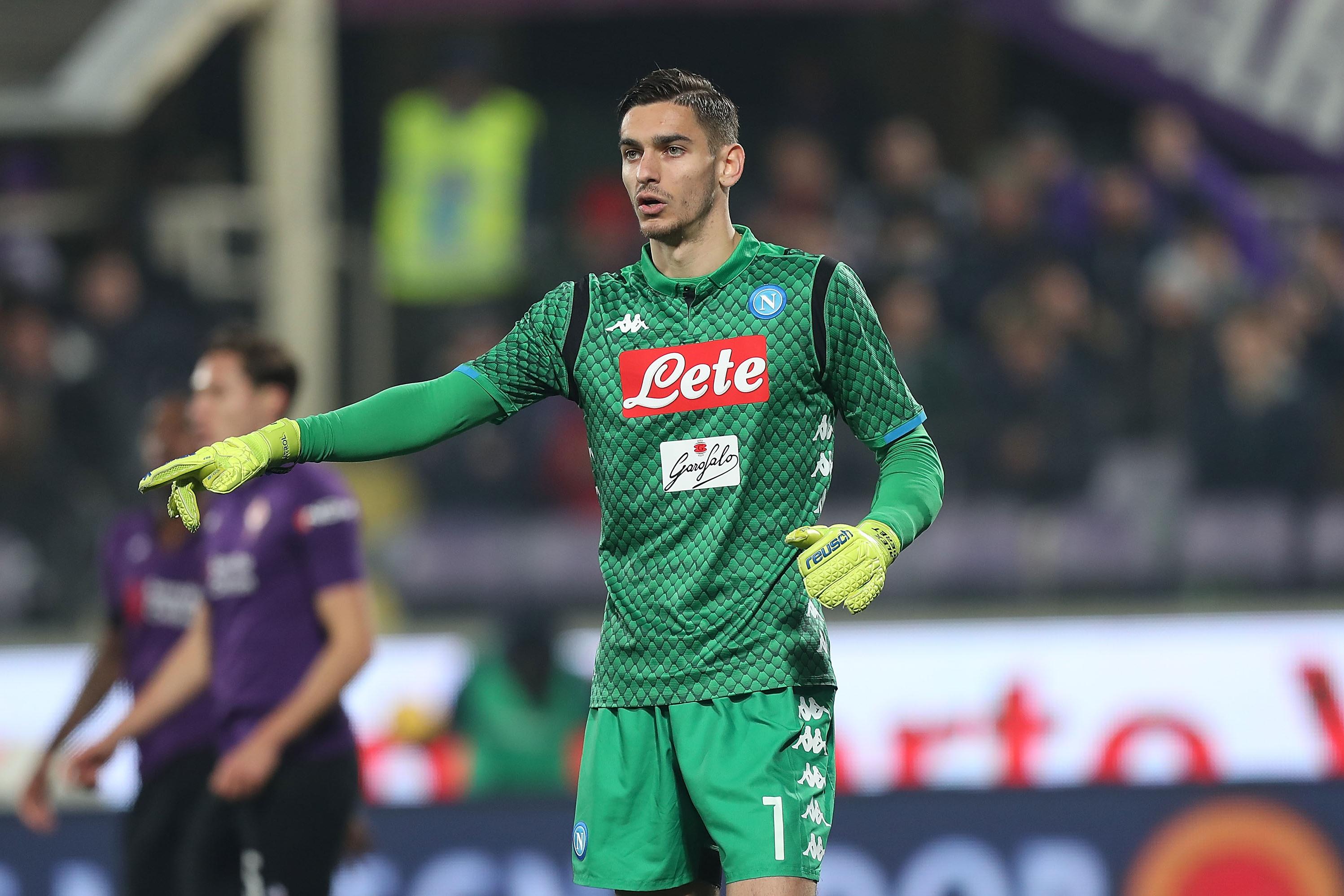 FLORENCE, ITALY - FEBRUARY 09: Alex Meret of SSC Napoli during the Serie A match between ACF Fiorentina and SSC Napoli at Stadio Artemio Franchi on February 9, 2019 in Florence, Italy. (Photo by Gabriele Maltinti/Getty Images)