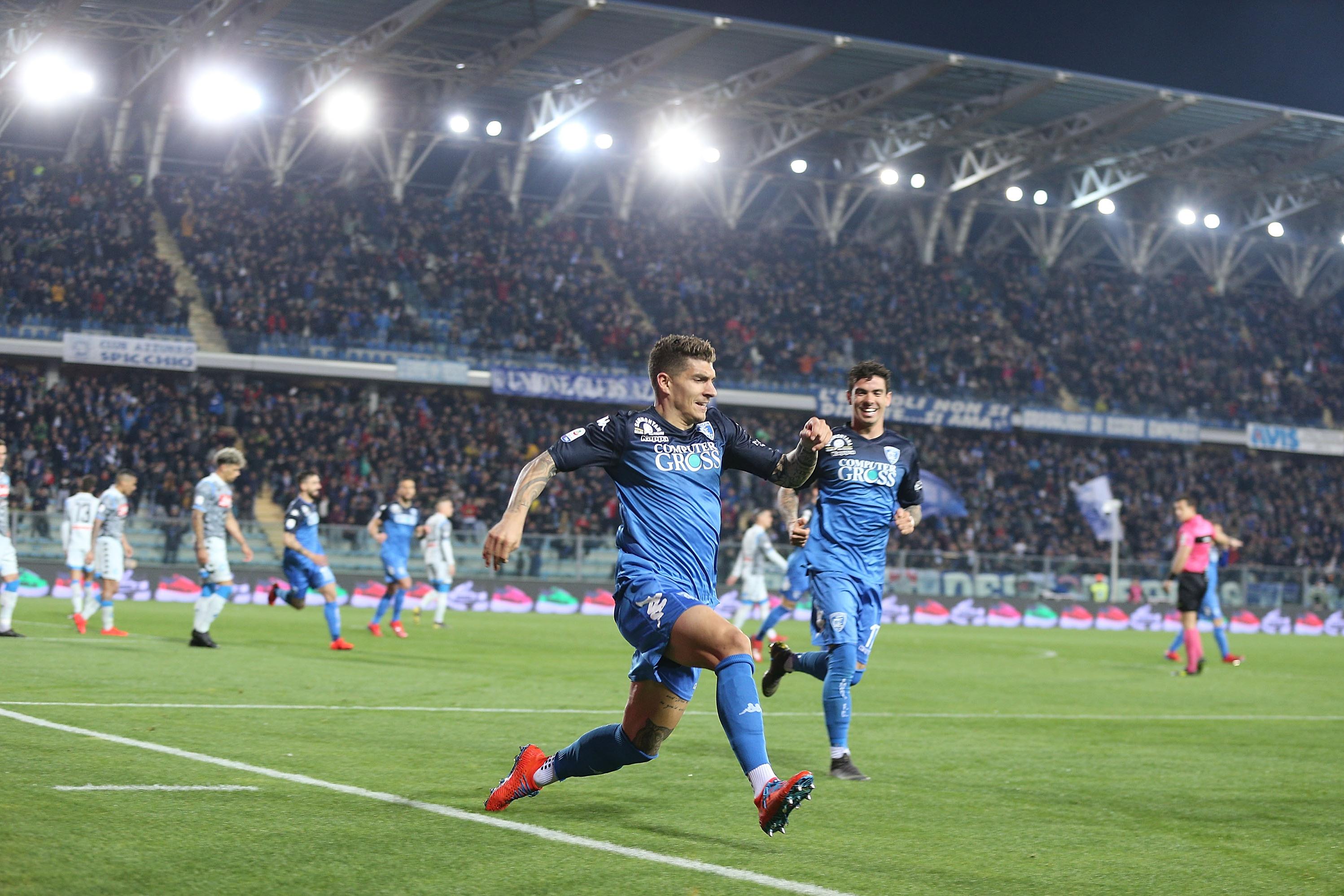 EMPOLI, ITALY - APRIL 03: Giovanni Di Lorenzo of Empoli FC celebrates after scoring a goal during the Serie A match between Empoli and SSC Napoli at Stadio Carlo Castellani on April 3, 2019 in Empoli, Italy.  (Photo by Gabriele Maltinti/Getty Images)