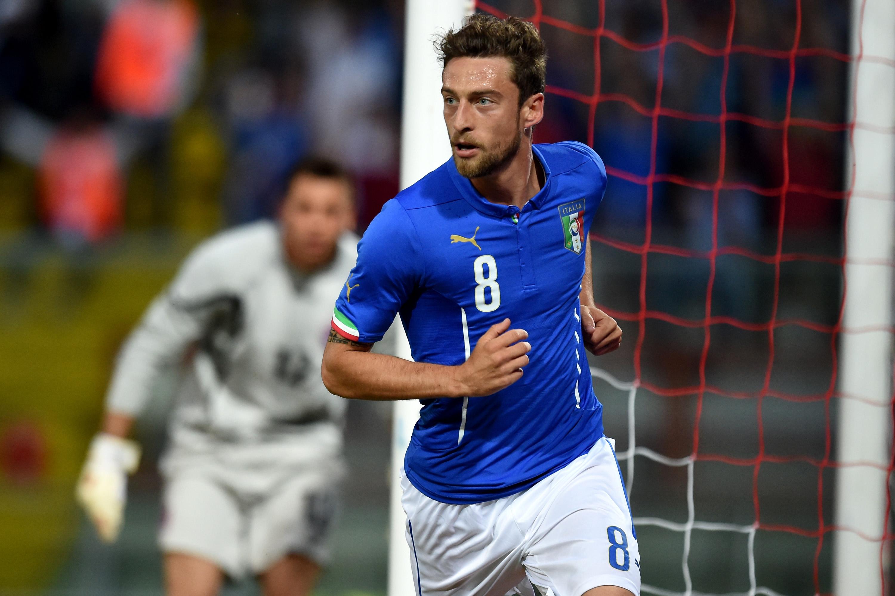 PERUGIA, ITALY - JUNE 04:  Claudio Marchisio of Italy celebrates scoring the first goal during the international friendly match between Italy and Luxembourg on June 4, 2014 in Perugia, Italy.  (Photo by Claudio Villa/Getty Images)