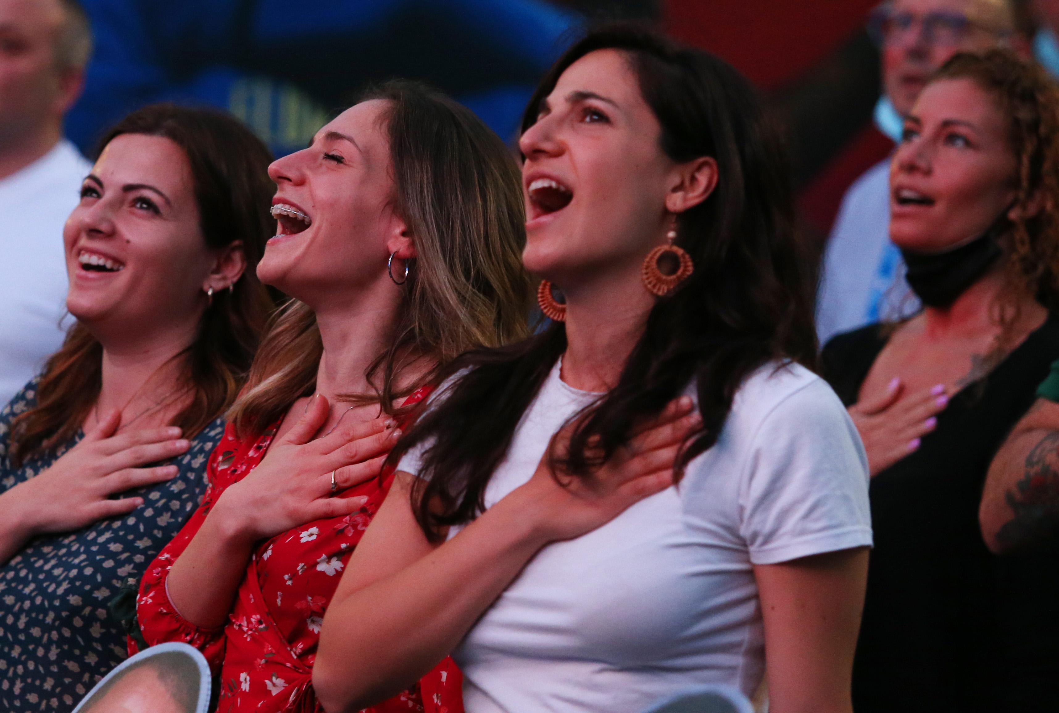 ROME, ITALY - JUNE 11: Italy fans attend the UEFA EURO 2020 Group A football match between Turkey and Italy during 'Casa Azzurri' at pratibus district on June 11, 2021 in Rome, Italy. (Photo by Paolo Bruno/Getty Images)