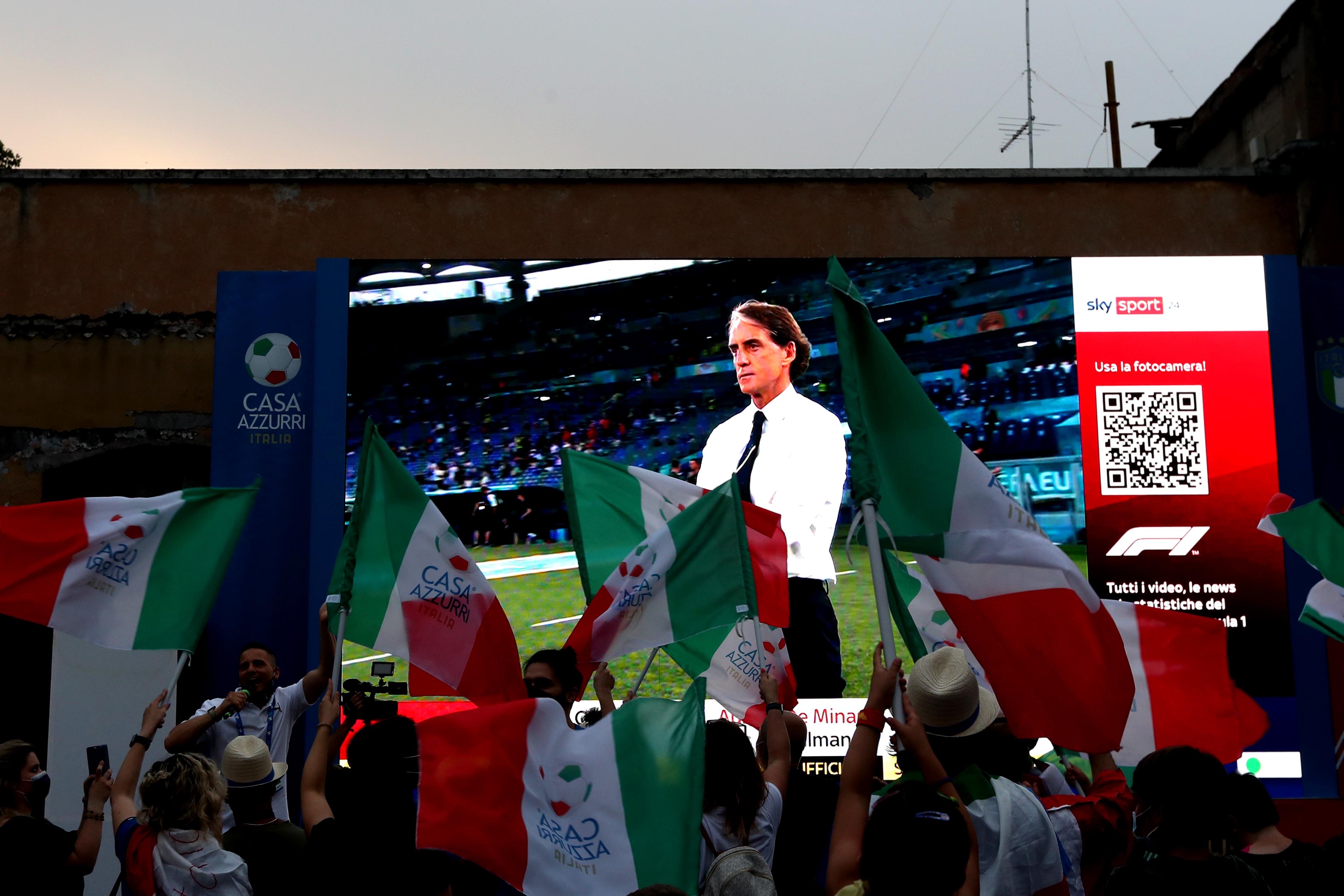 ROME, ITALY - JUNE 16: Italy fans attend the UEFA EURO 2020 Group A football match between Italy and Switzerland during 'Casa Azzurri' at pratibus district on June 16, 2021 in Rome, Italy. (Photo by Paolo Bruno/Getty Images)