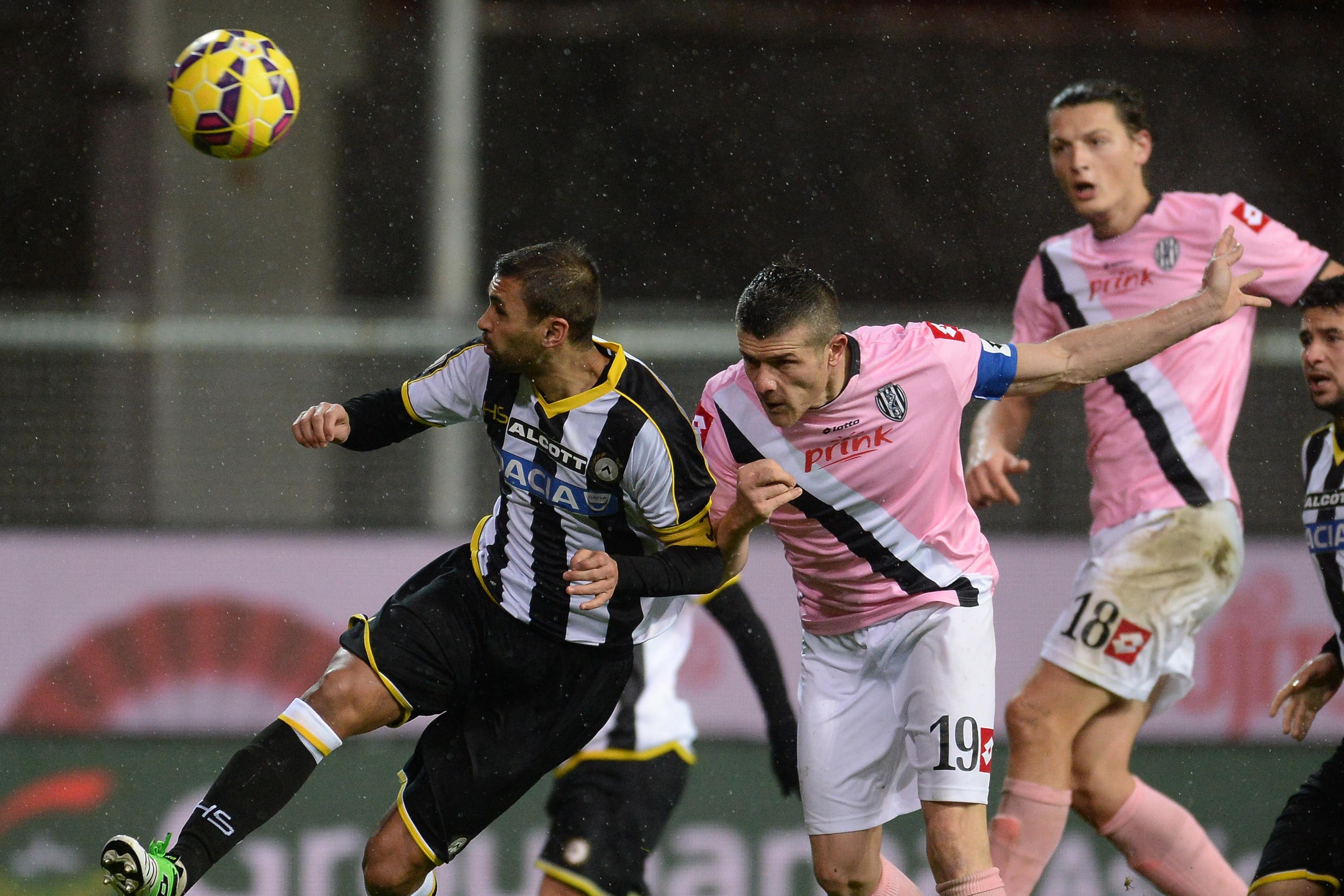 UDINE, ITALY - DECEMBER 03: Davide Succi #19 of Cesena scores his team\\'s second goal during the TIM Cup Match between Udinese Calcio and AC Cesena at Friuli Stadium on December 3, 2014 in Udine, Italy. (Photo by Dino Panato/Getty Images)