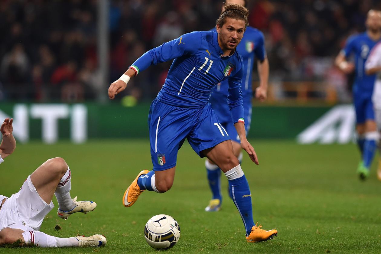 GENOA, ITALY - NOVEMBER 18: Alessio Cerci of Italy in action during the International Friendly match between Italy and Albania at Luigi Ferraris on November 18, 2014 in Genoa, Italy. (Photo by Valerio Pennicino/Getty Images)