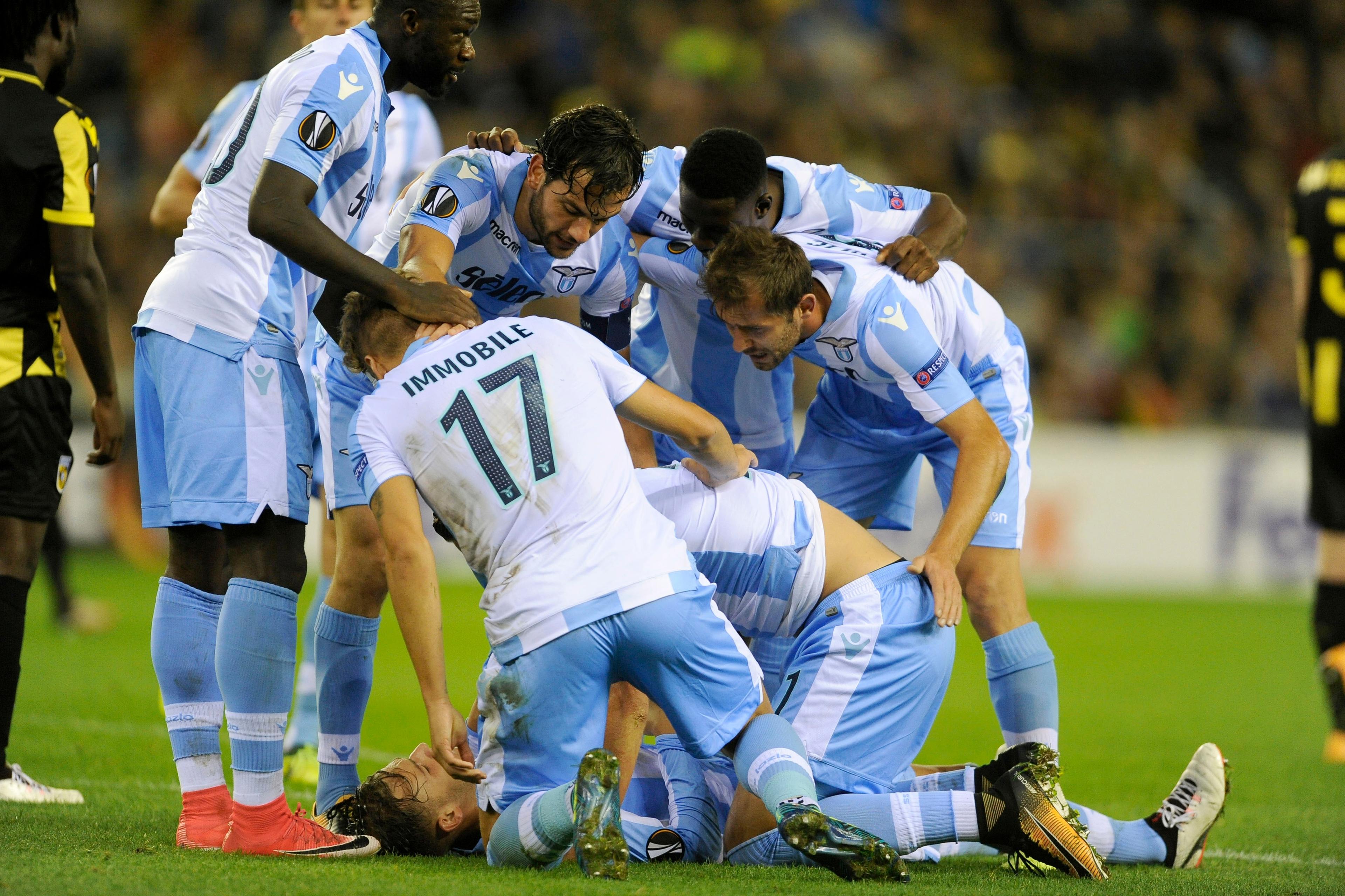 ARNHEM, ARNHEM - SEPTEMBER 14: Alessandro Murgia of SS Lazio celebrates a third goalduring the UEFA Europa League group K match between Vitesse and SS Lazio at Gelredome on September 14, 2017 in Arnhem, Netherlands. (Photo by Marco Rosi/Getty Images)