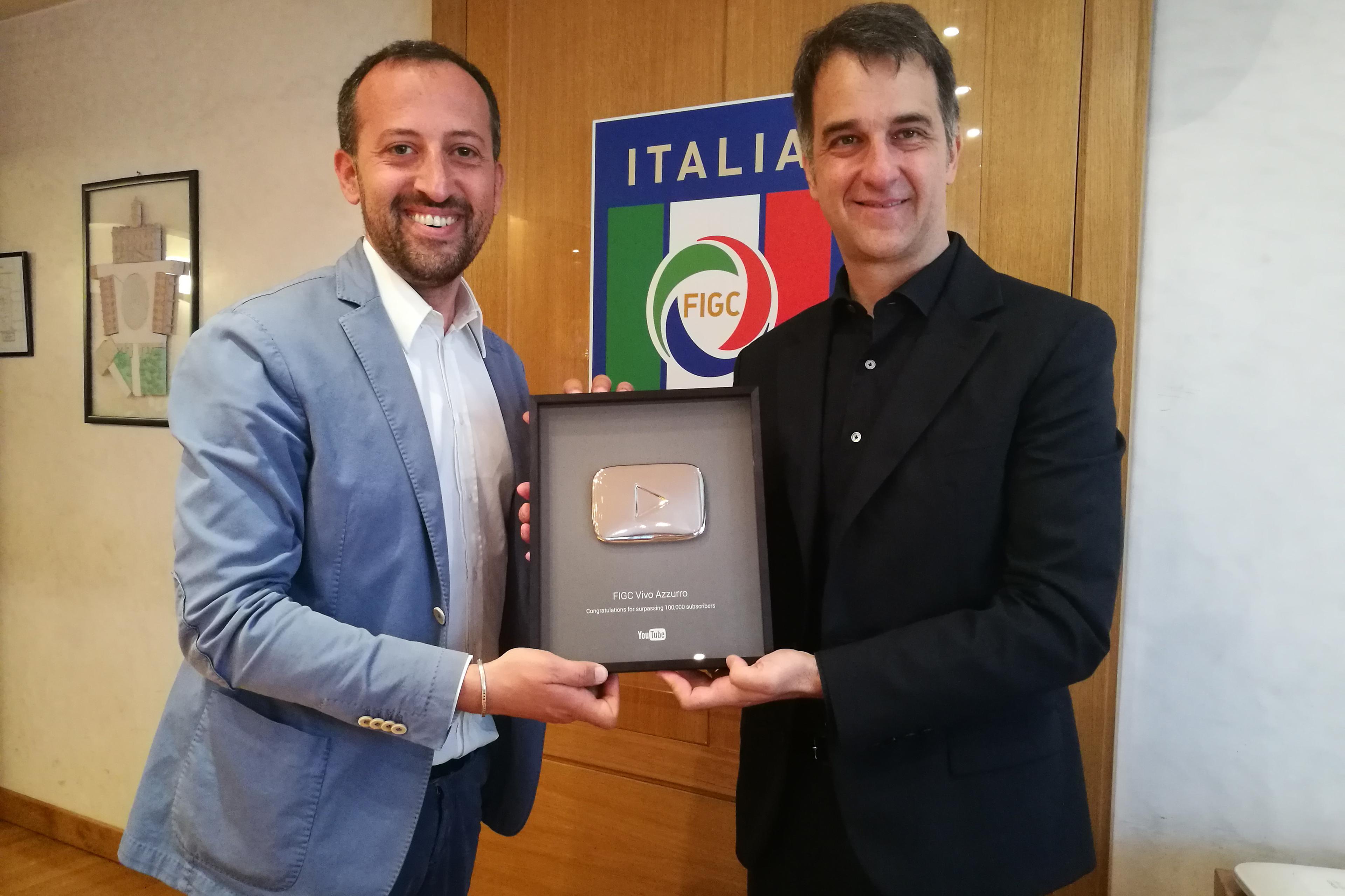 A FIGC Vivo Azzurro il \"Silver Play Button\" per il canale YouTube della Nazionale
