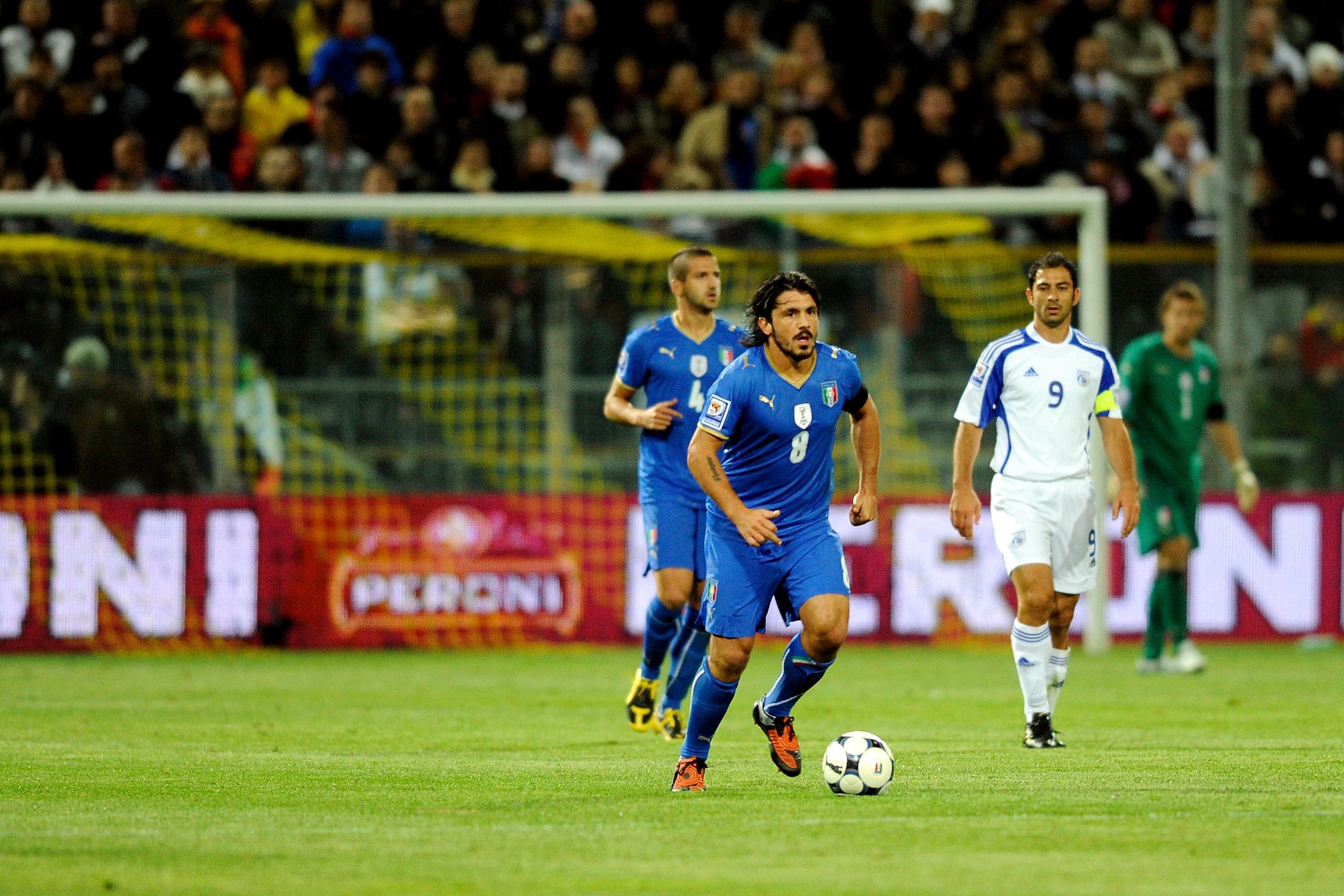 PARMA, ITALY - OCTOBER 14: Gattuso during the FIFA2010  World Cup Group 8 Qualifier match between  Italy and Cyprus at the Ennio Tardini stadium on October 14, 2009 in Parma, Italy. (Photo by Dino Panato/Getty Images) PERONI