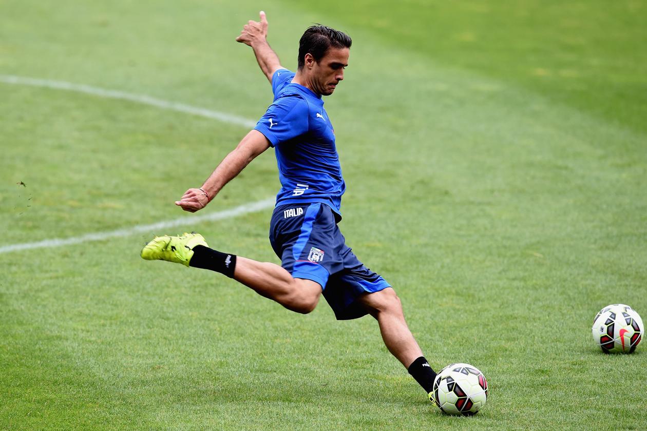 GENEVA, SWITZERLAND - JUNE 15: Alessandro Matri of Italy in action during an Italy training session at Stade de Geneve on June 15, 2015 in Geneva, Switzerland. (Photo by Claudio Villa/Getty Images)