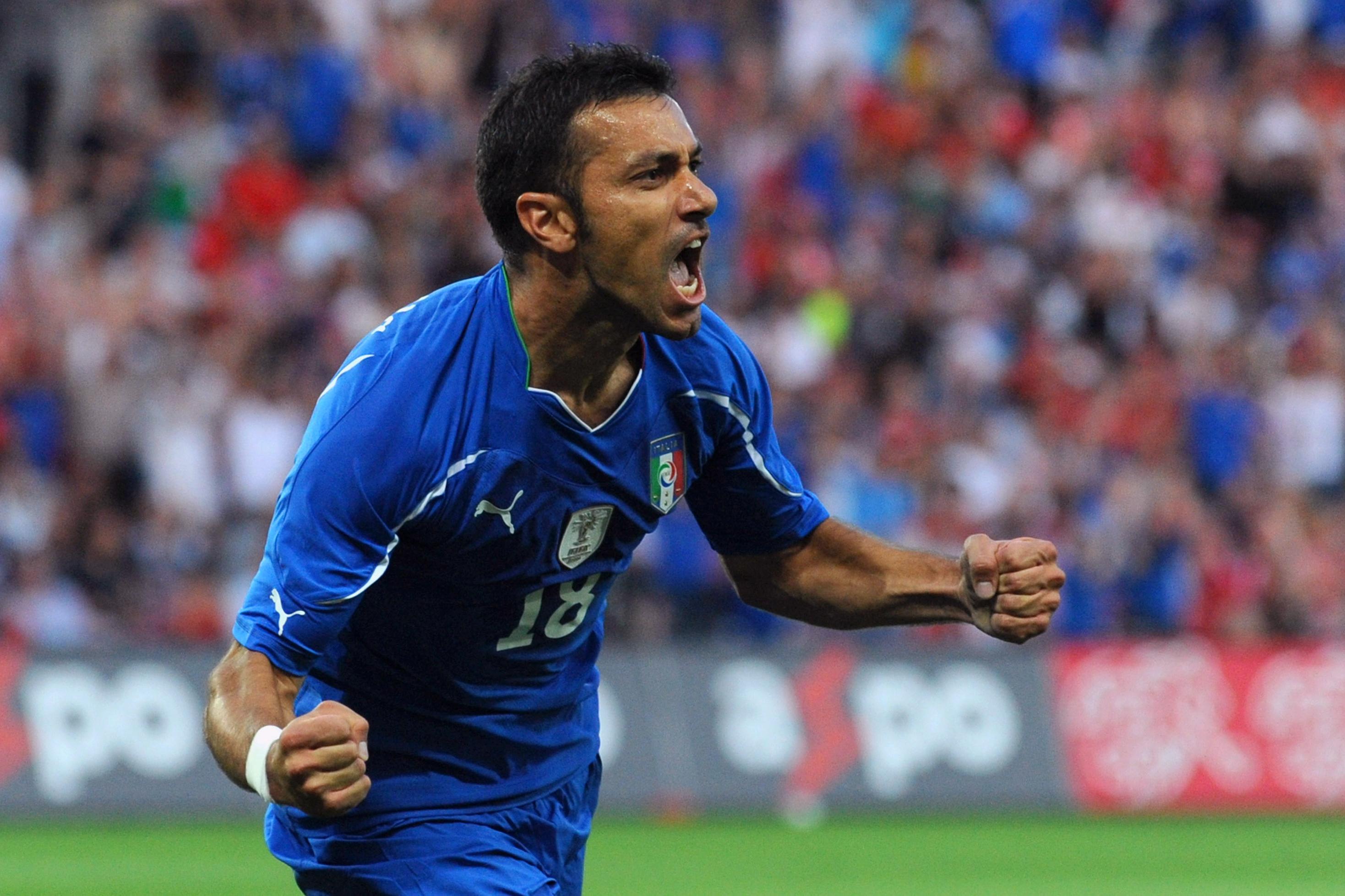 GENEVA - JUNE 05:  Fabio Quagliarella of Italy celebrates his goal during the international friendly match between Switzerland and Italy at Stade de Geneve ahead of the FIFA World Cup 2010 in South Africa on June 5, 2010 in Geneva, Switzerland.  (Photo by Valerio Pennicino/Getty Images)