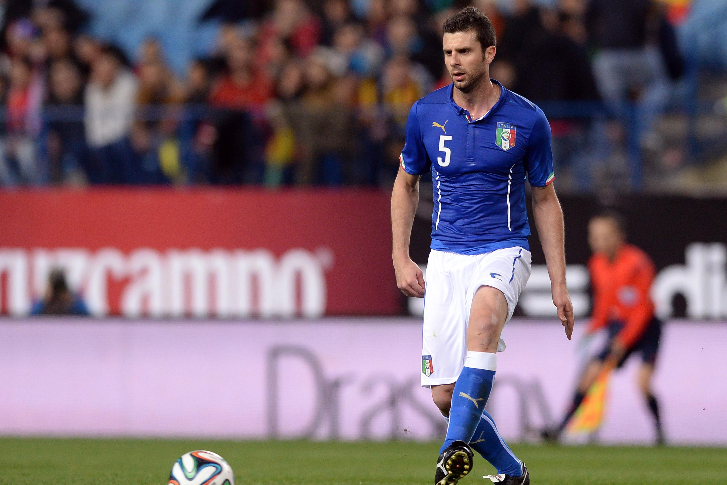 MADRID, SPAIN - MARCH 05:  Thiago Motta of Italy in action during the international friendly match between Spain and Italy at Vicente Calderon Stadium on March 5, 2014 in Madrid, Spain.  (Photo by Claudio Villa/Getty Images)