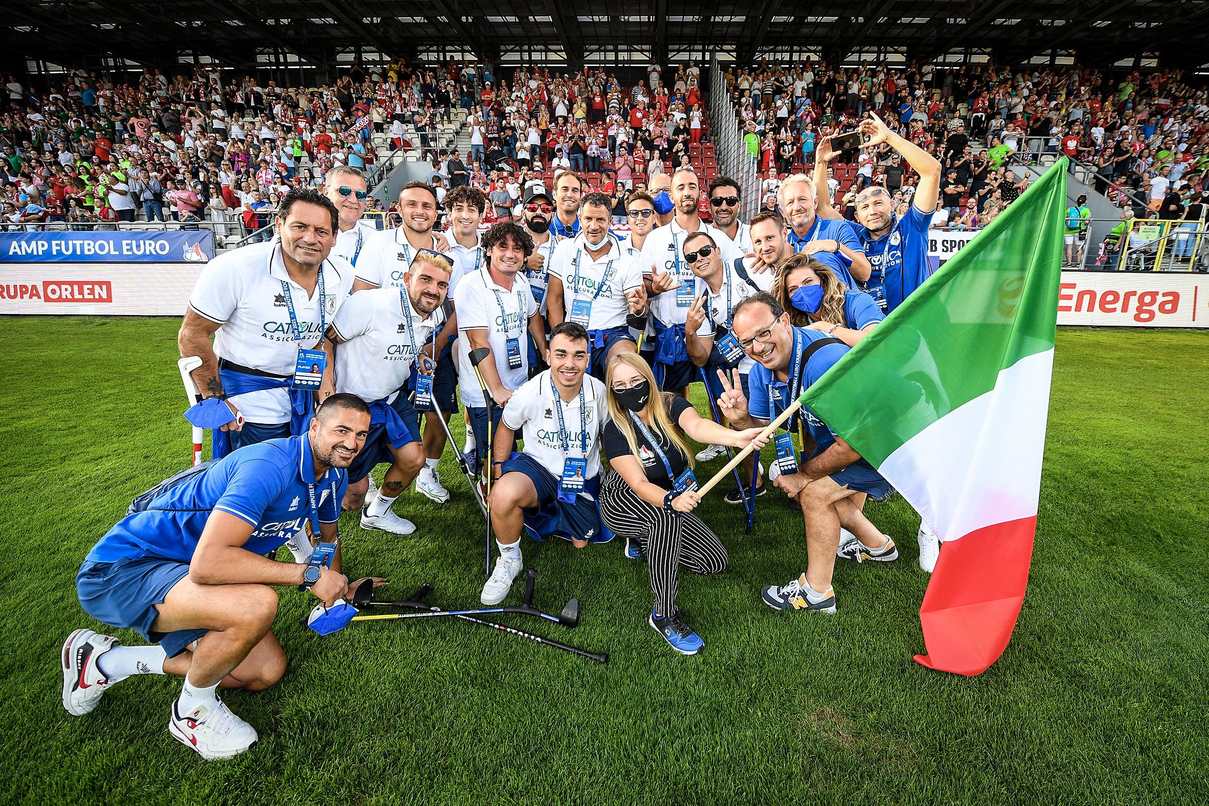 .Cracovia, 12 Settembre 2021\\rCampionati Europei calcio Amputato\\rnella foto : Ceromia di apertura\\rFoto Augusto Bizzi