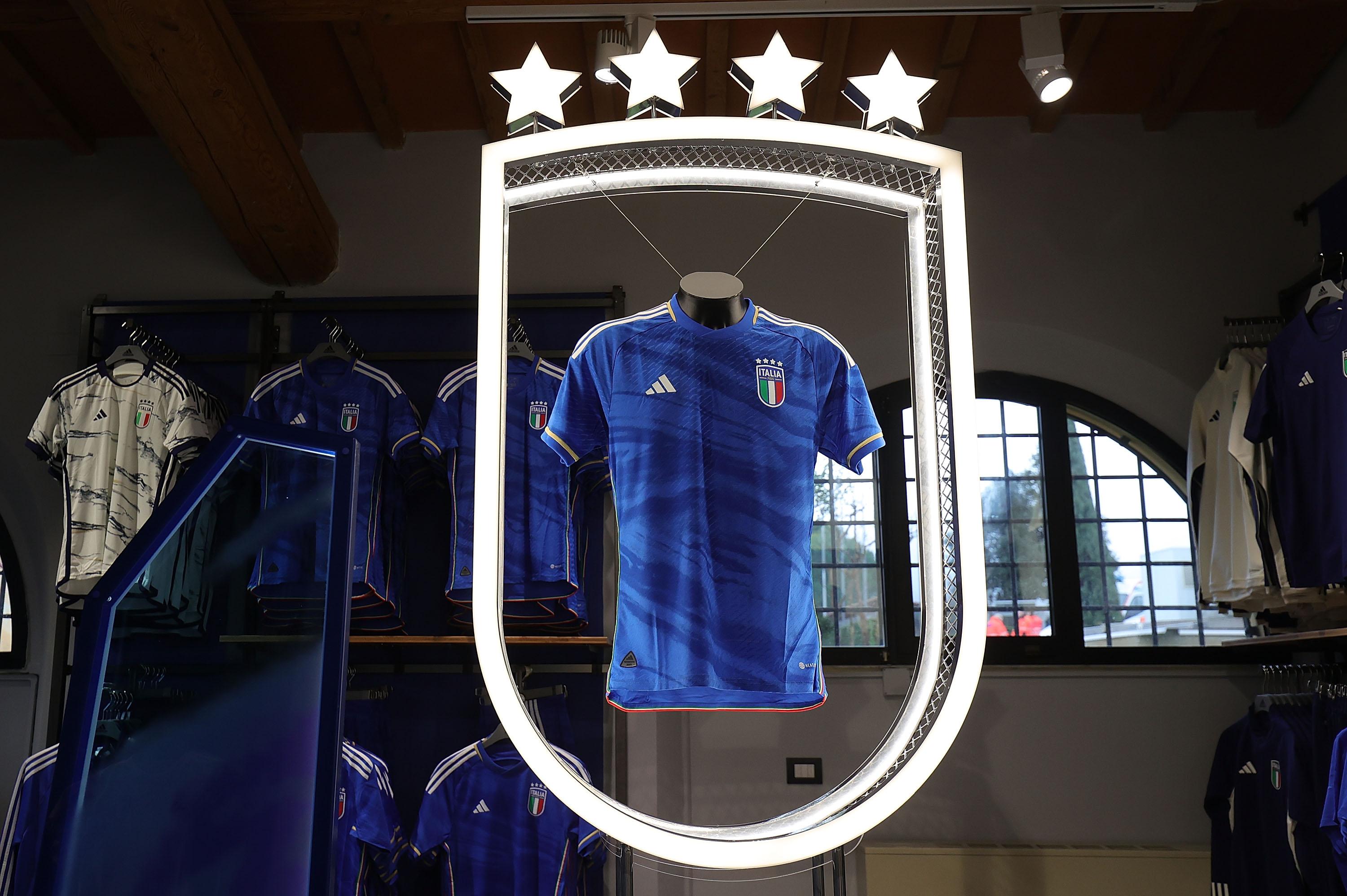FLORENCE, ITALY - JANUARY 18: Details from the new technical sponsor ADIDAS during the international friendly match between Italy U18 and Spain U18 at Centro Tecnico Federale di Coverciano on January 18, 2023 in Florence, Italy. (Photo by Gabriele Maltinti/Getty Images)