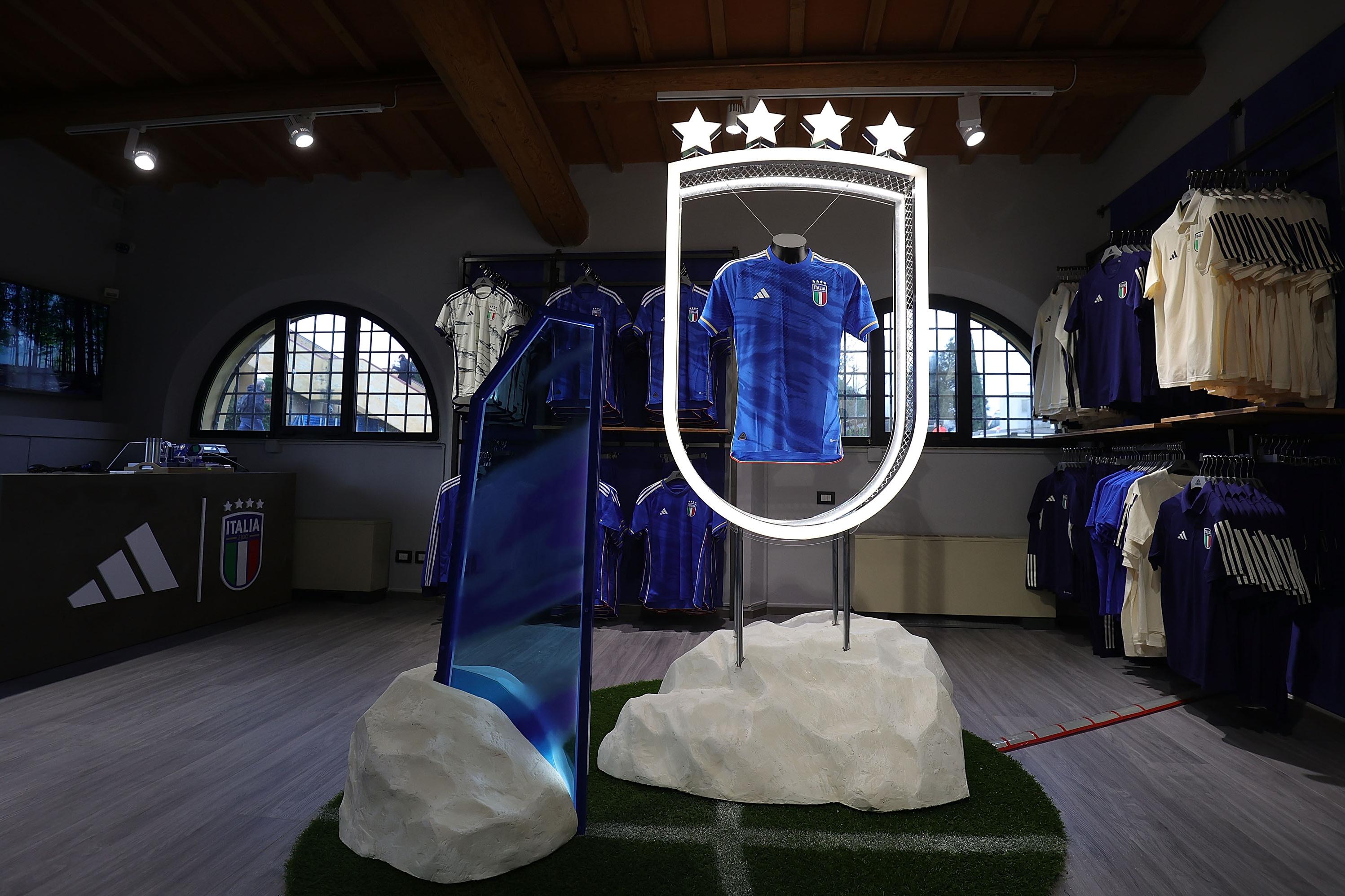 FLORENCE, ITALY - JANUARY 18: The new store with the new technical sponsor of Italy ADIDAS at Centro Tecnico Federale di Coverciano on January 18, 2023 in Florence, Italy.  (Photo by Gabriele Maltinti/Getty Images)