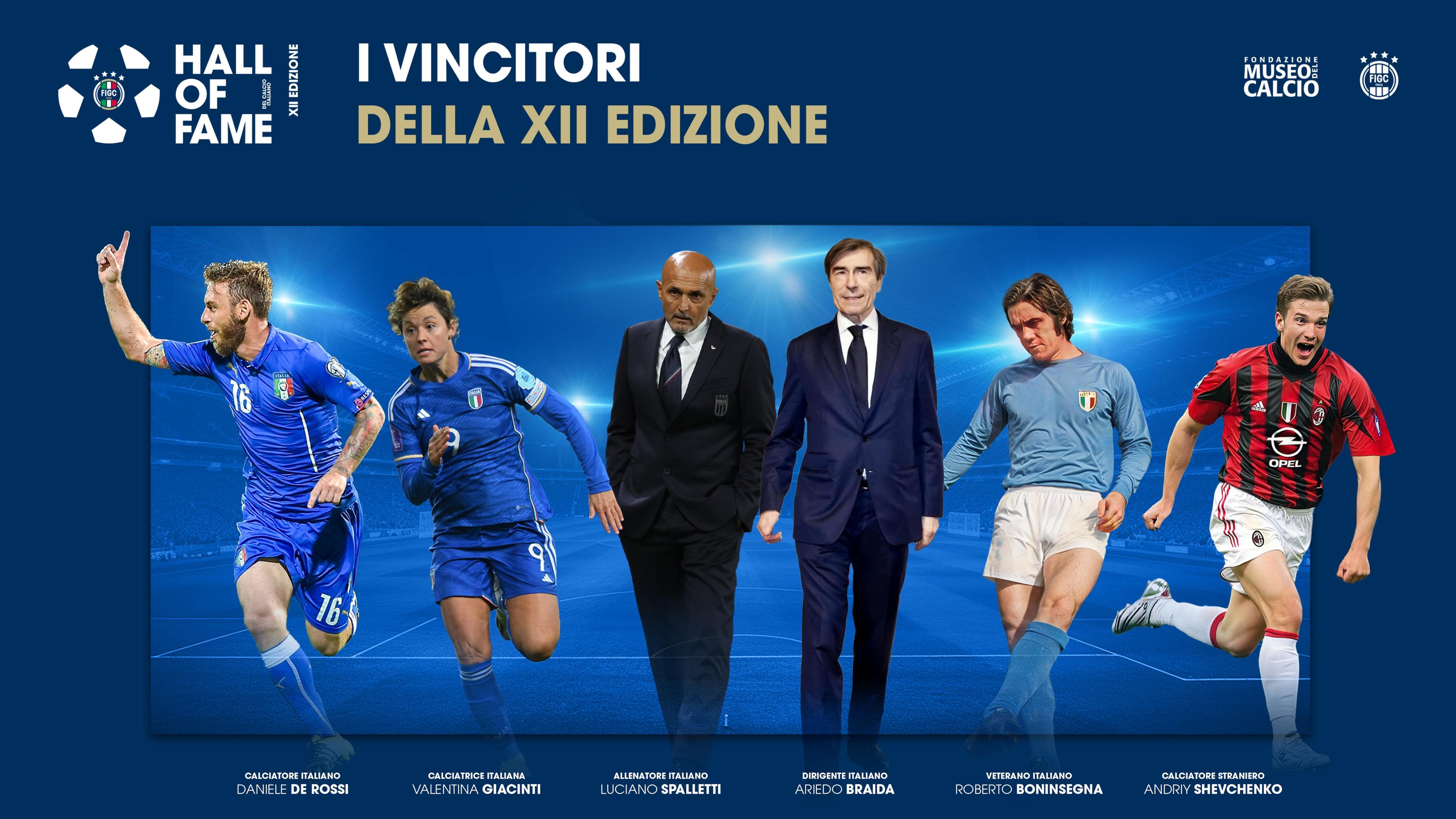 Six new stars in the 'Italian Football Hall of Fame': Spalletti, De Rossi and Shevchenko among the winners
