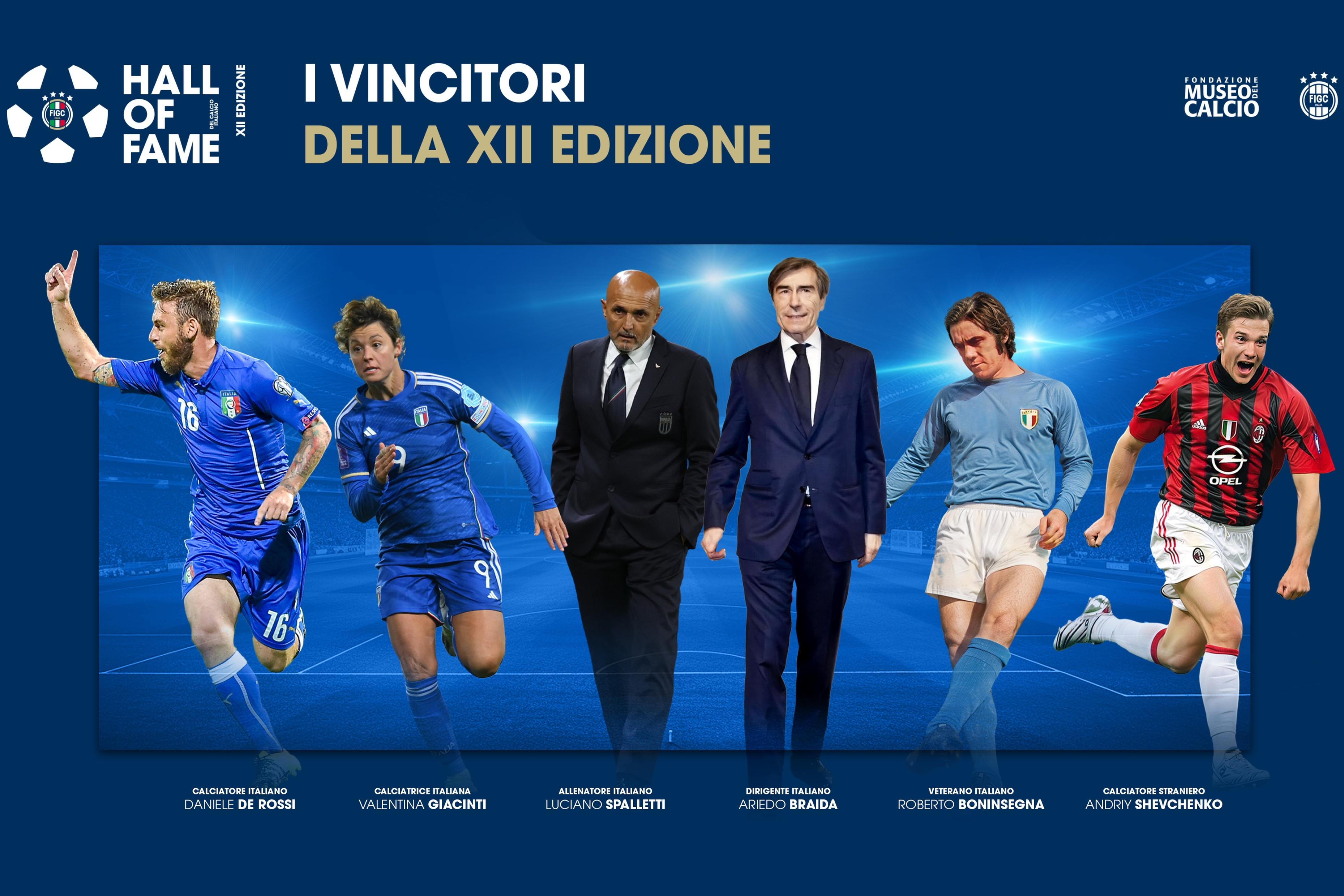 Sei nuove stelle nella ‘Hall of Fame del Calcio Italiano’: tra i premiati Spalletti, De Rossi e Shevchenko