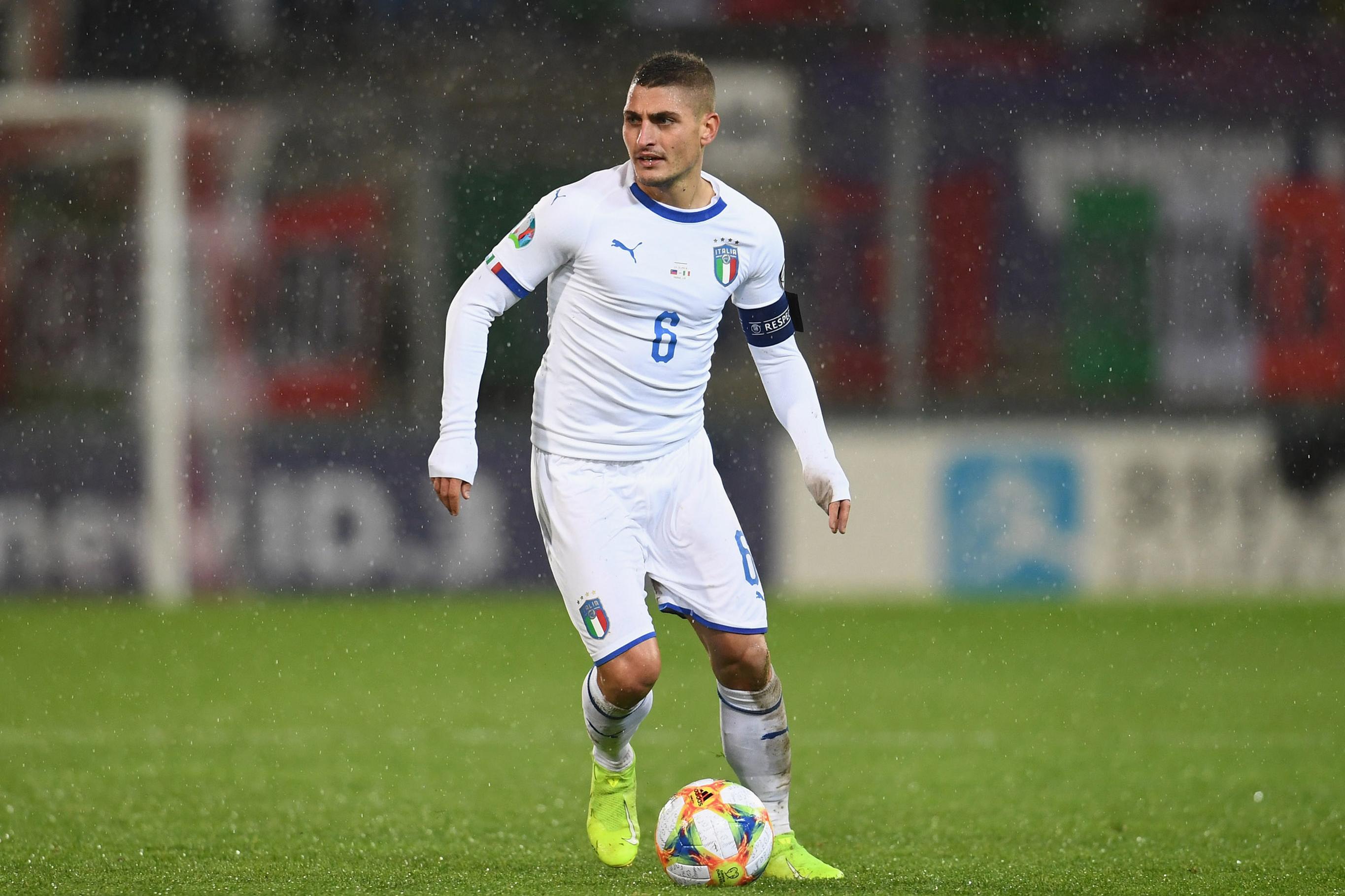 VADUZ, LIECHTENSTEIN - OCTOBER 15:  Marco Verratti of Italy in action during the UEFA Euro 2020 qualifier between Liechtenstein and Italy on October 15, 2019 in Vaduz, Liechtenstein.  (Photo by Claudio Villa/Getty Images)