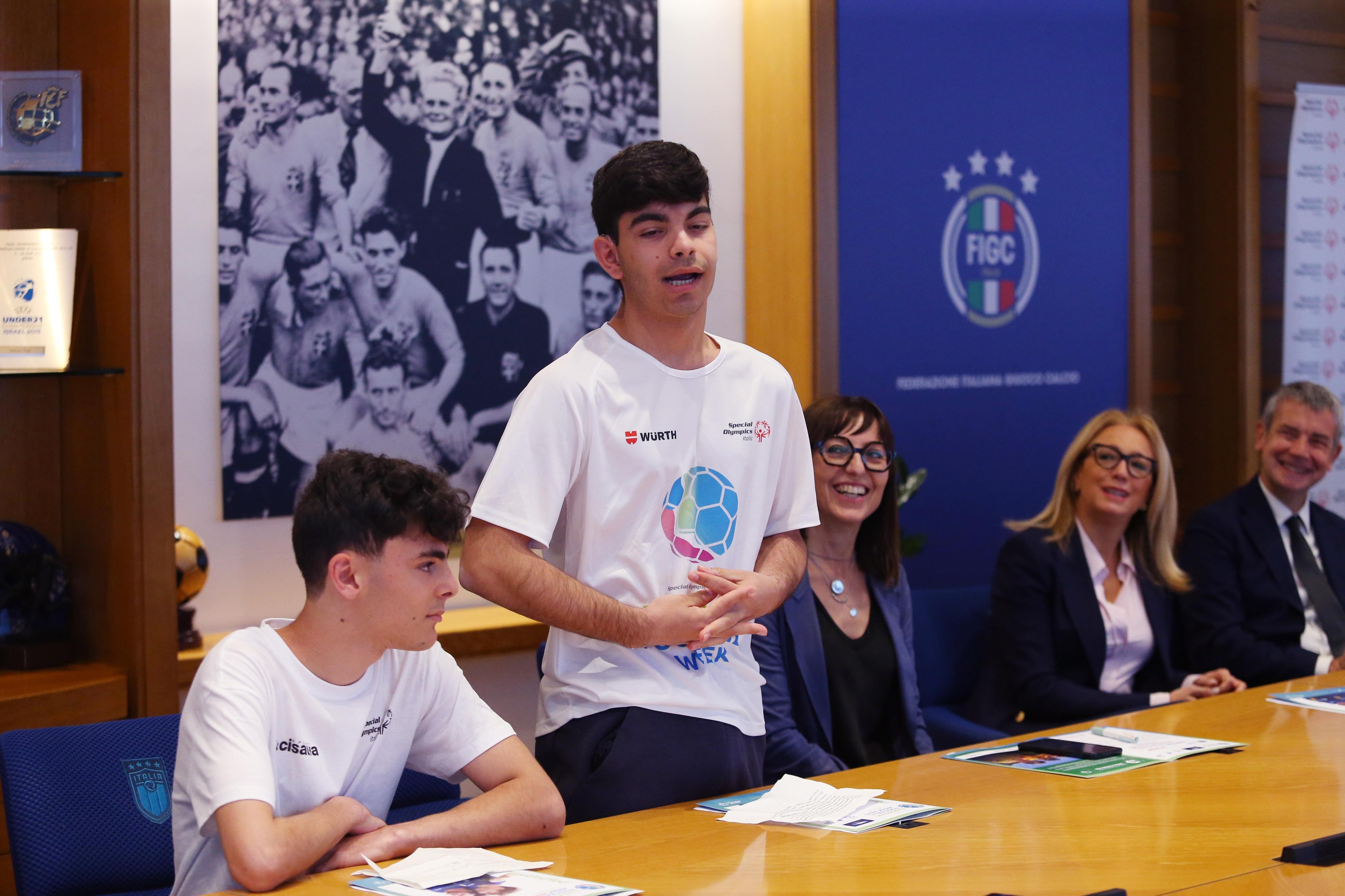 ROME, ITALY - MAY 14: the Special Olympics summer activities presentation on May 14, 2025 in Rome, Italy. (Photo by Paolo Bruno - FIGC/FIGC via Getty Images)
