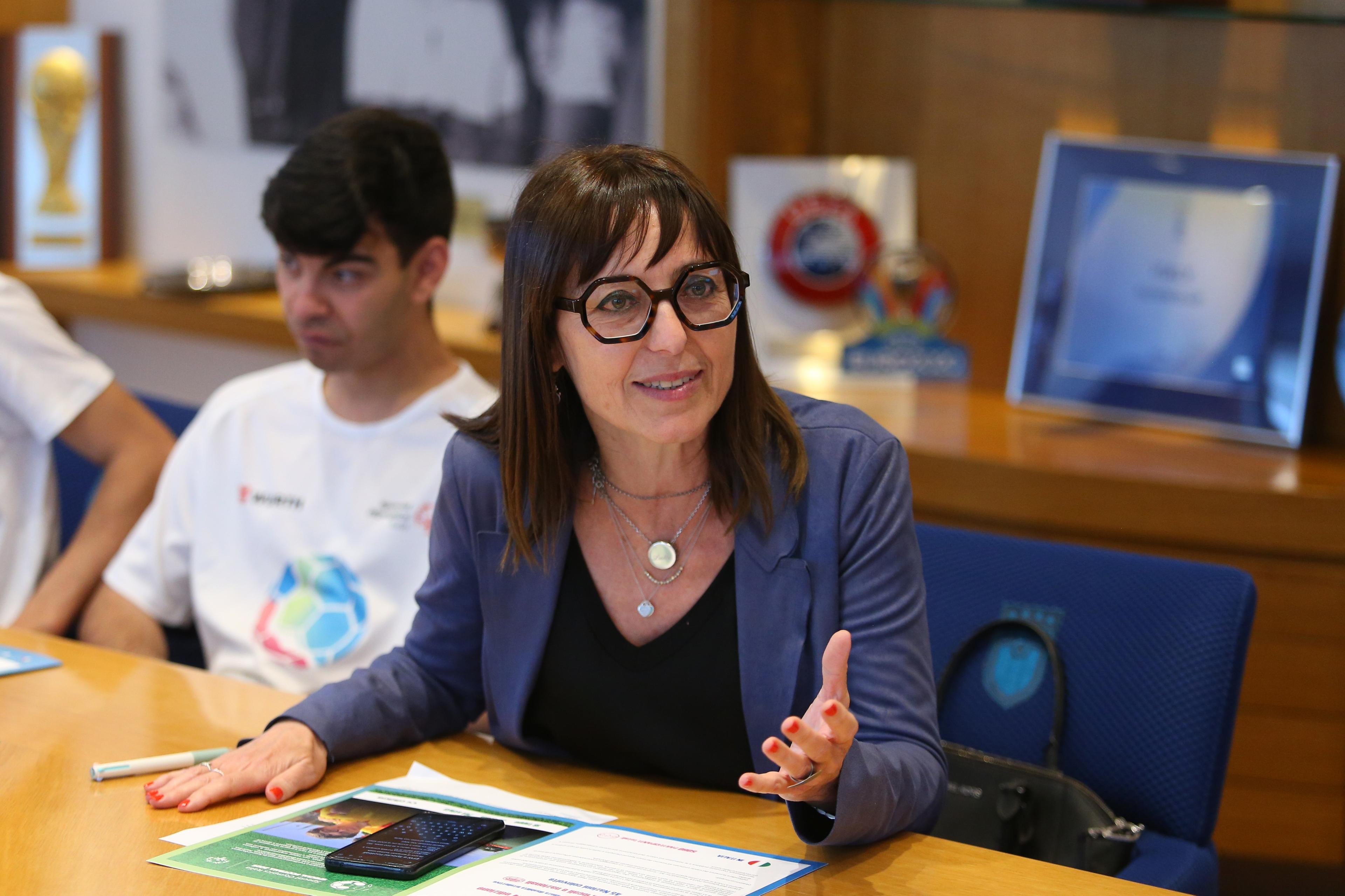 ROME, ITALY - MAY 14: Alessandra Palazzotti of Special Olympics attends the Special Olympics summer activities presentation on May 14, 2025 in Rome, Italy. (Photo by Paolo Bruno - FIGC/FIGC via Getty Images)