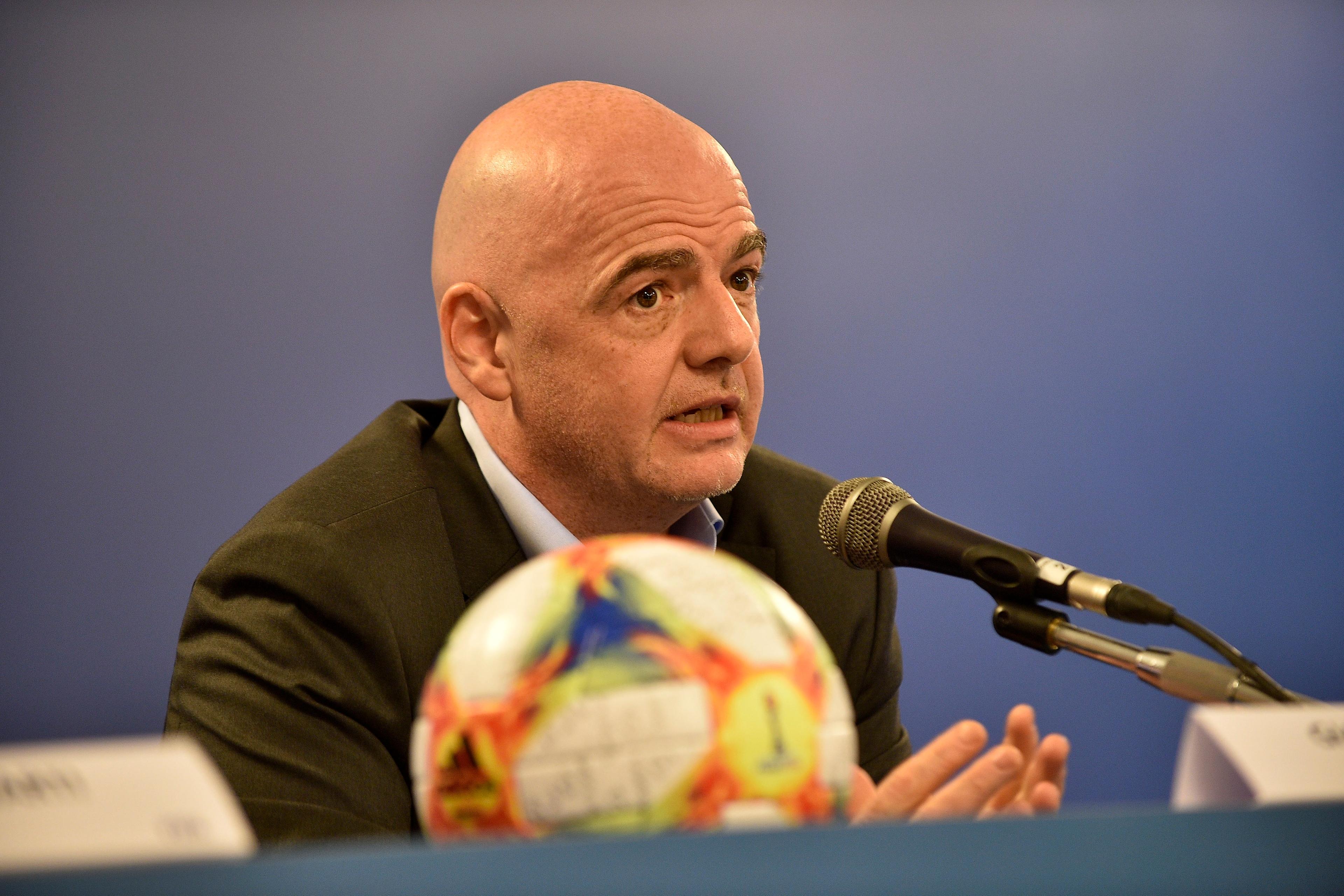 ROME, ITALY - FEBRUARY 27:  President of FIFA Gianni Infantino attend the FIFA executive football summit press conference on February 27, 2019 in Rome, Italy.  (Photo by Marco Rosi/Getty Images) *** Local Caption *** Gianni Infantino