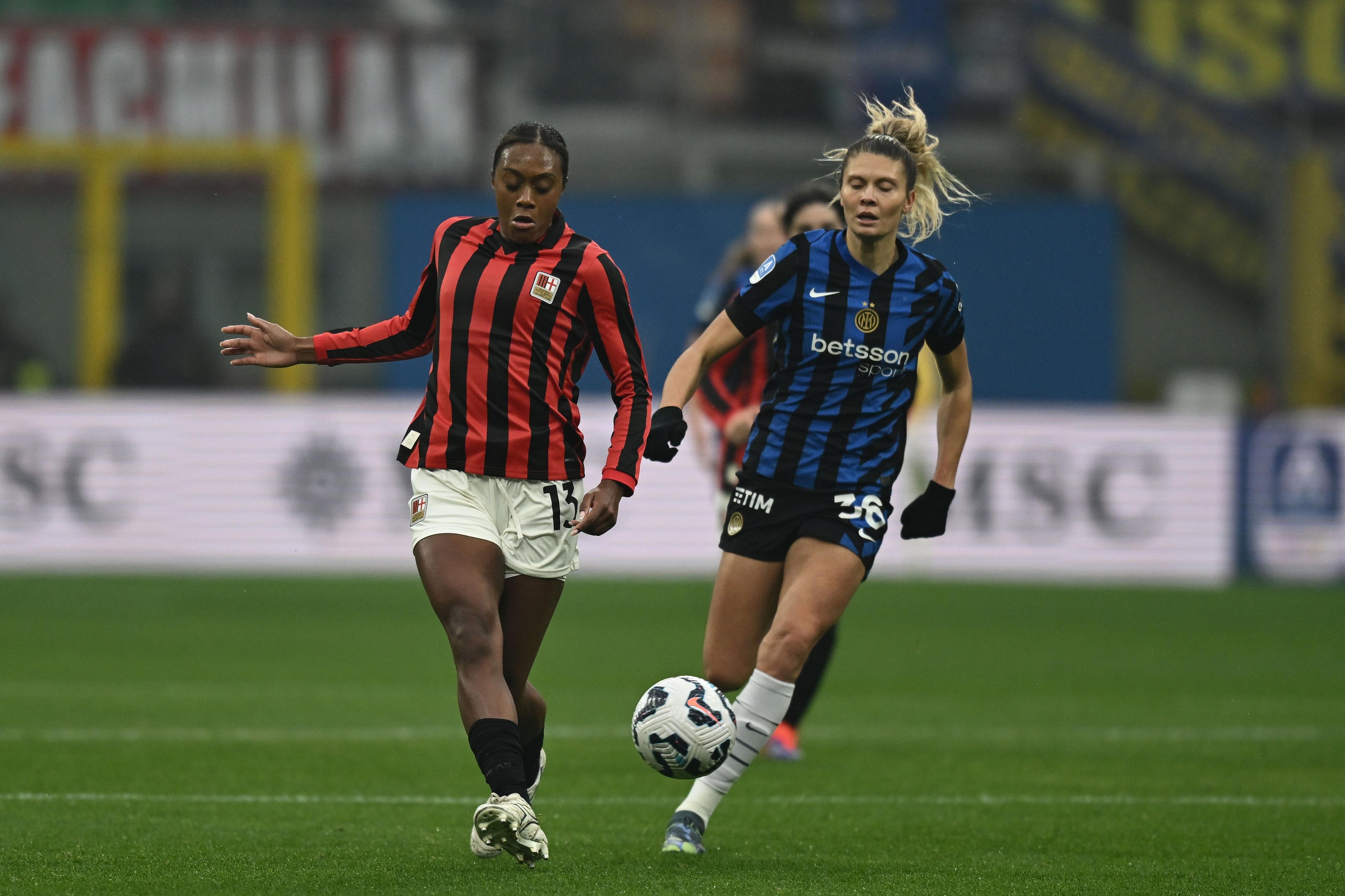 Allyson Swaby (Milan Women)Michela Cambiaghi (Inter Women)              ; \\rDecember 8; 2024 - Football : Italian championship 2024 2025  Femminile   ; 12\\u00B0Day; match between     Milan Women 1-1 Inter Women  at  Peppino Vismara Stadium   ; Milano, Italy;         ;( photo by aicfoto)(ITALY) [0855]\\r