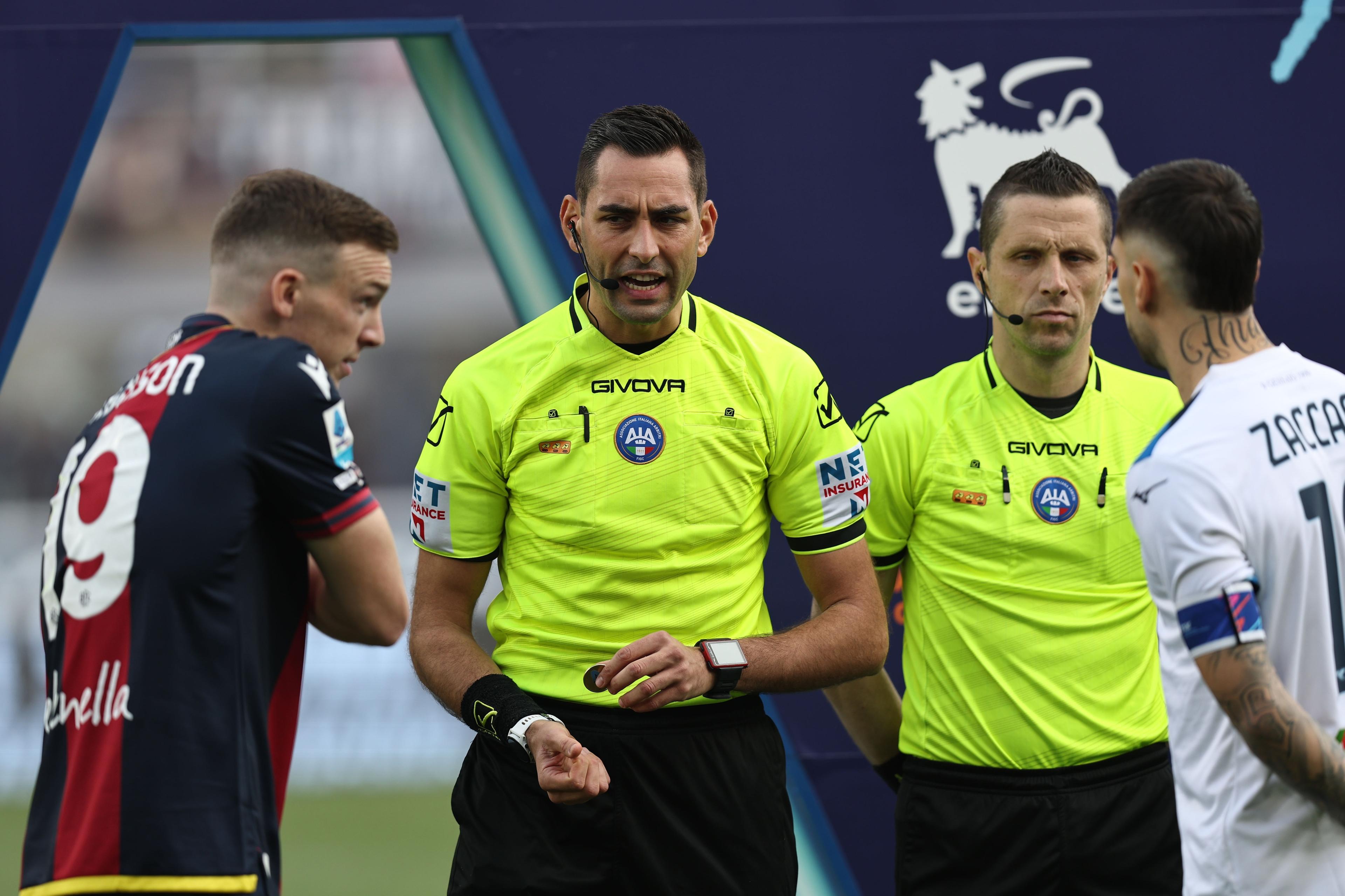 Andrea Colombo (Referee) ; March 16 ; 2025 - Football : Italian championship 2024 2025 ; 29°Day ; match between Bologna 5-0 Lazio at Renato Dall’Ara Stadium ; Bologna, Italy; ;( photo by aicfoto)(ITALY) [0855]