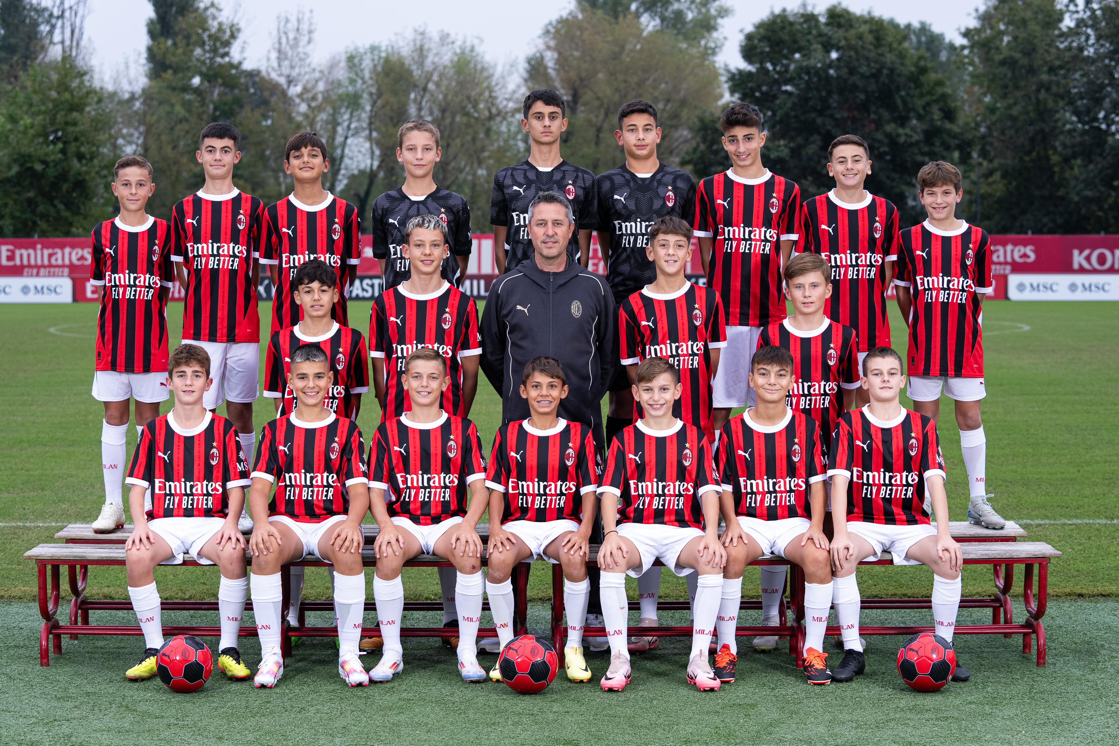 MILAN, ITALY - OCTOBER 01: Team Photo of AC Milan U13 at Vismara PUMA House of Football on October 01, 2024 in Milan, Italy. (Photo by AC Milan/AC Milan via Getty Images)