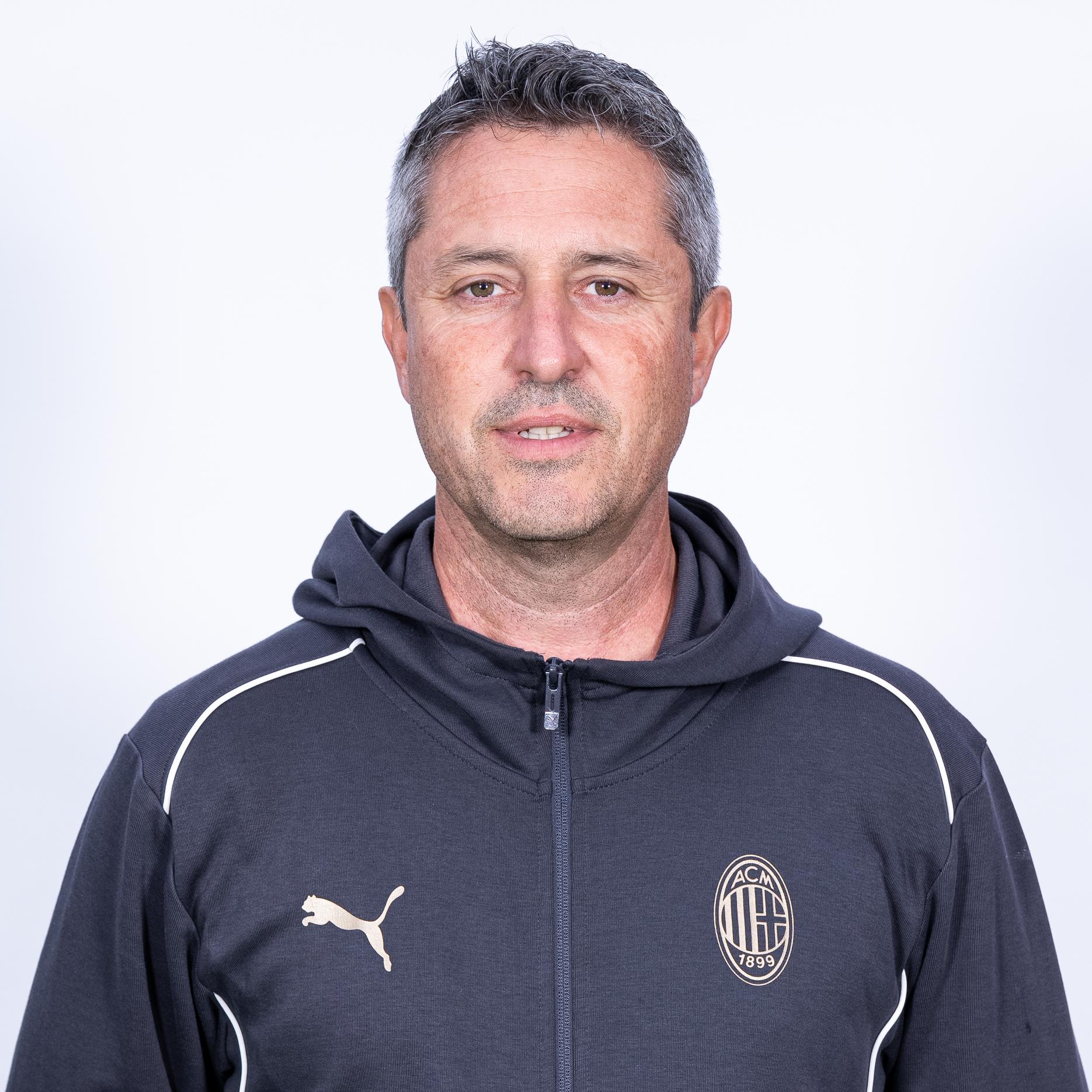 MILAN, ITALY - OCTOBER 01: Coach Michele Ravera of AC Milan U13 at Vismara PUMA House of Football on October 01, 2024 in Milan, Italy. (Photo by AC Milan/AC Milan via Getty Images)