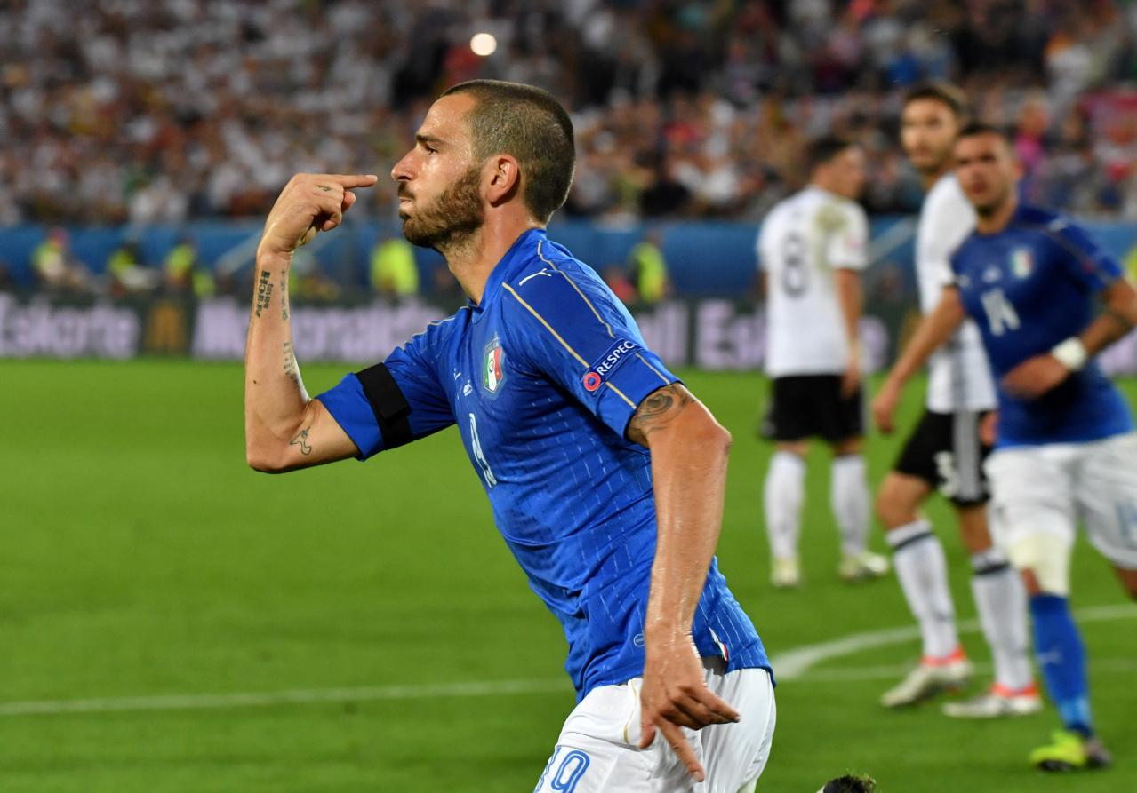 A view of the action between Germany and Italy during their UEFA Euro 2016 Quarter-final match