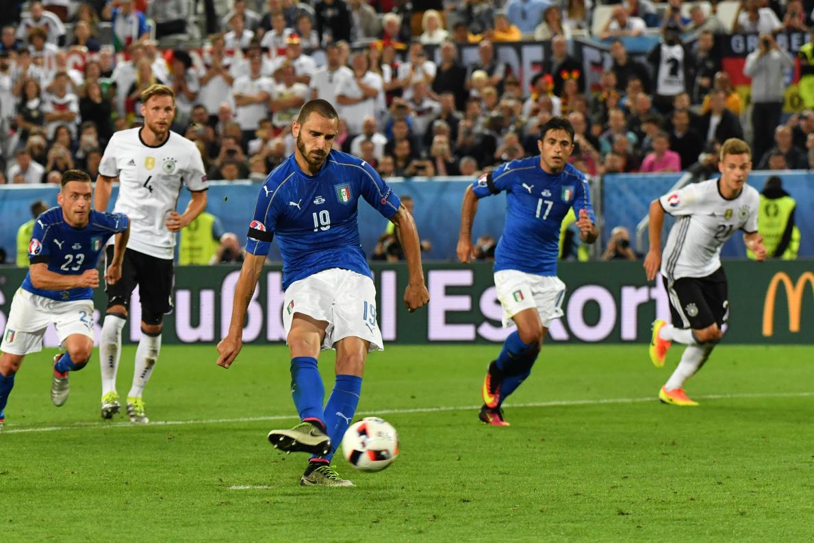 A view of the action between Germany and Italy during their UEFA Euro 2016 Quarter-final match