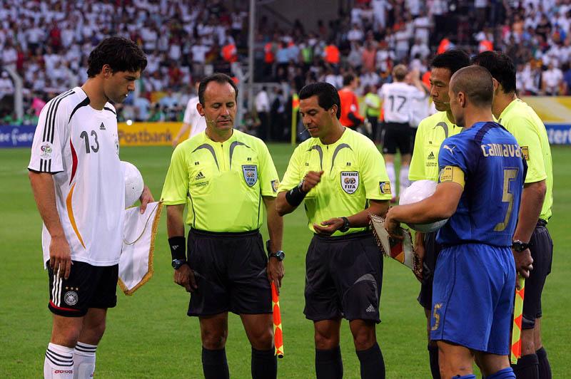 World CUP Germany 2006 ( Westfalen Stadion, Dortmund 04/07/2006 ) Germania-Italia Ballack M-Cannavaro e l'arbito Archundia (Mes) GMT PHOTO AGENCY