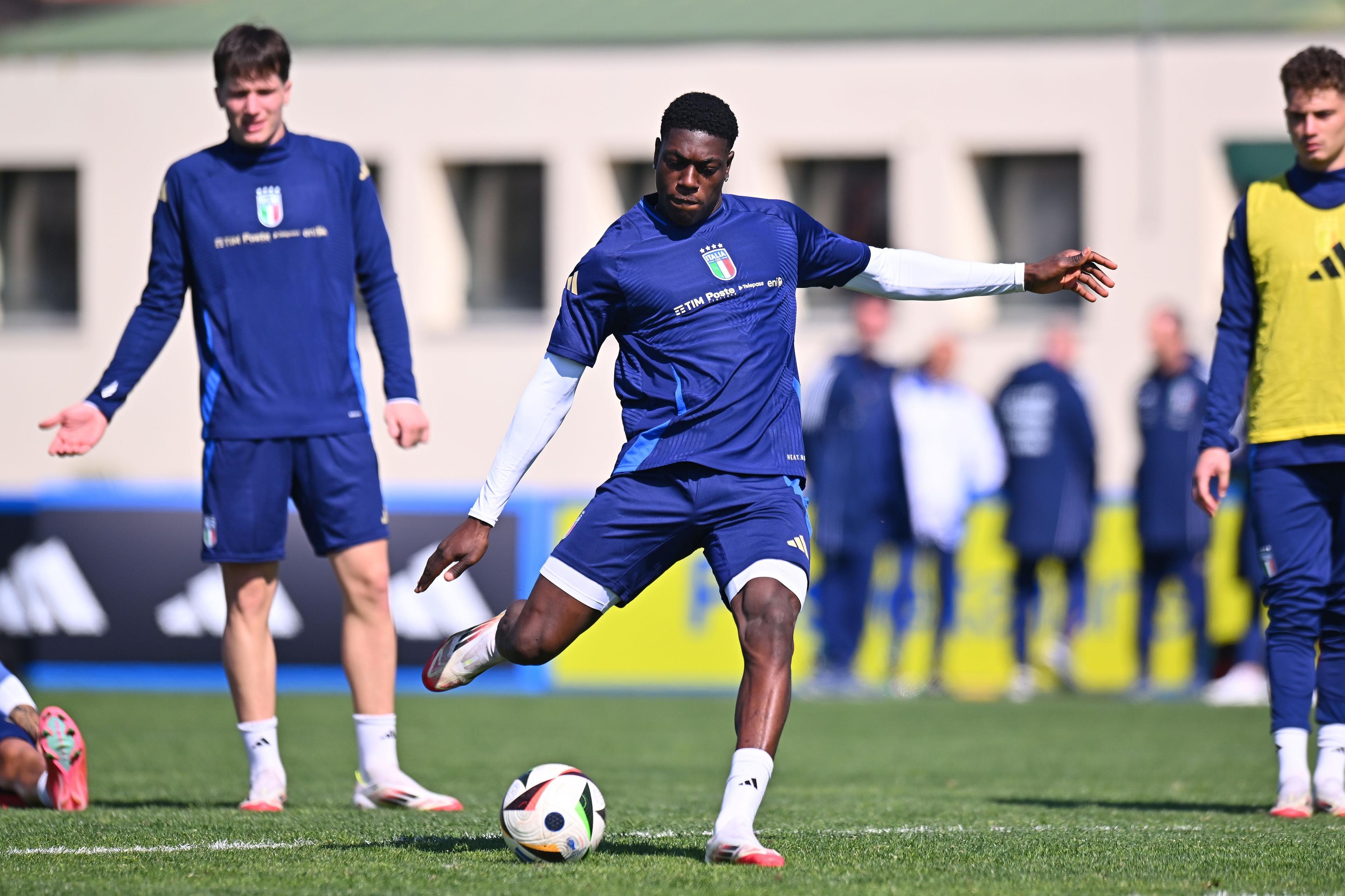 PADOVA, ITALY - MARCH 19:Issa Doumbia of Italy U21 durint the Italy U21 Training Session at Stadio Comunale di Abano Terme on March 19, 2025 in Padova, Italy. (Photo by FIGC/FIGC via Getty Images)