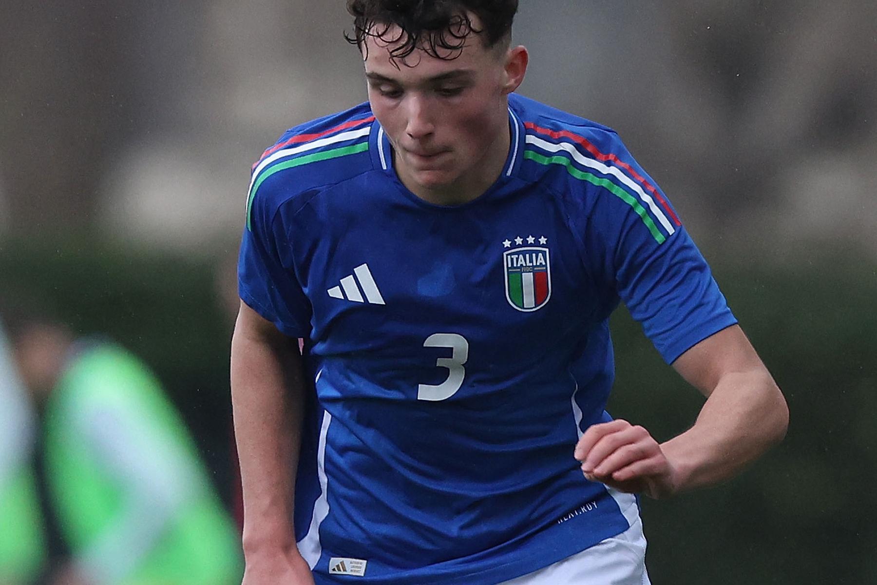 FLORENCE, ITALY - JANUARY 21: Laurence Giani of Italy U17 in action during the International Friendly match between Italy U17 and Spain U17 on January 21, 2025 in Florence, Italy.  (Photo by Gabriele Maltinti - FIGC/FIGC via Getty Images) *** Local Caption *** Laurence Giani