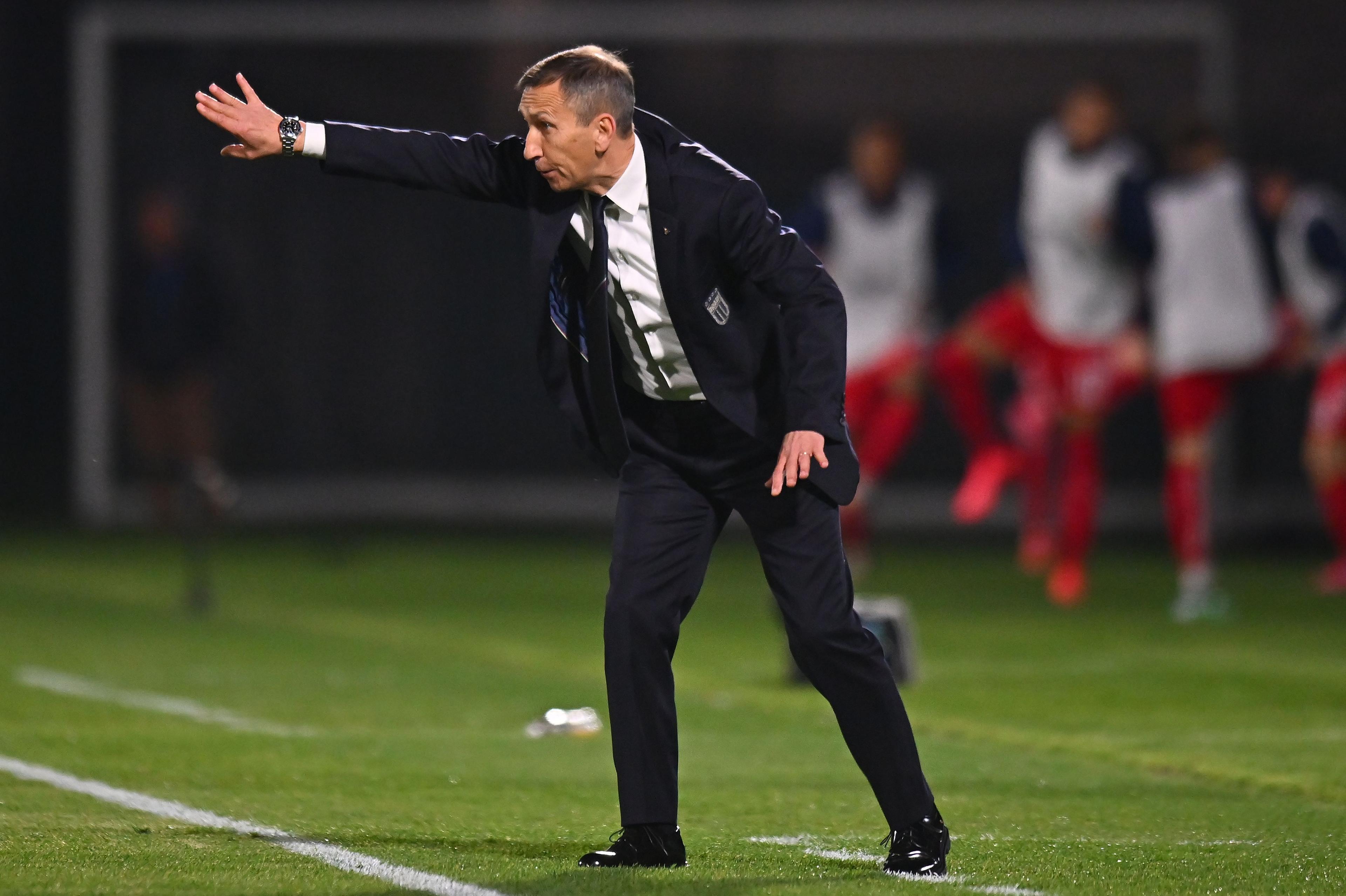 CITTADELLA, ITALY - MARCH 24: Carmine Nunziata head coach of Italy U21 during the International Friendly match between Italy U21 and Denmark U21 on March 24, 2025 in Cittadella, Italy. (Photo by Alessandro Sabattini - FIGC/FIGC via Getty Images)