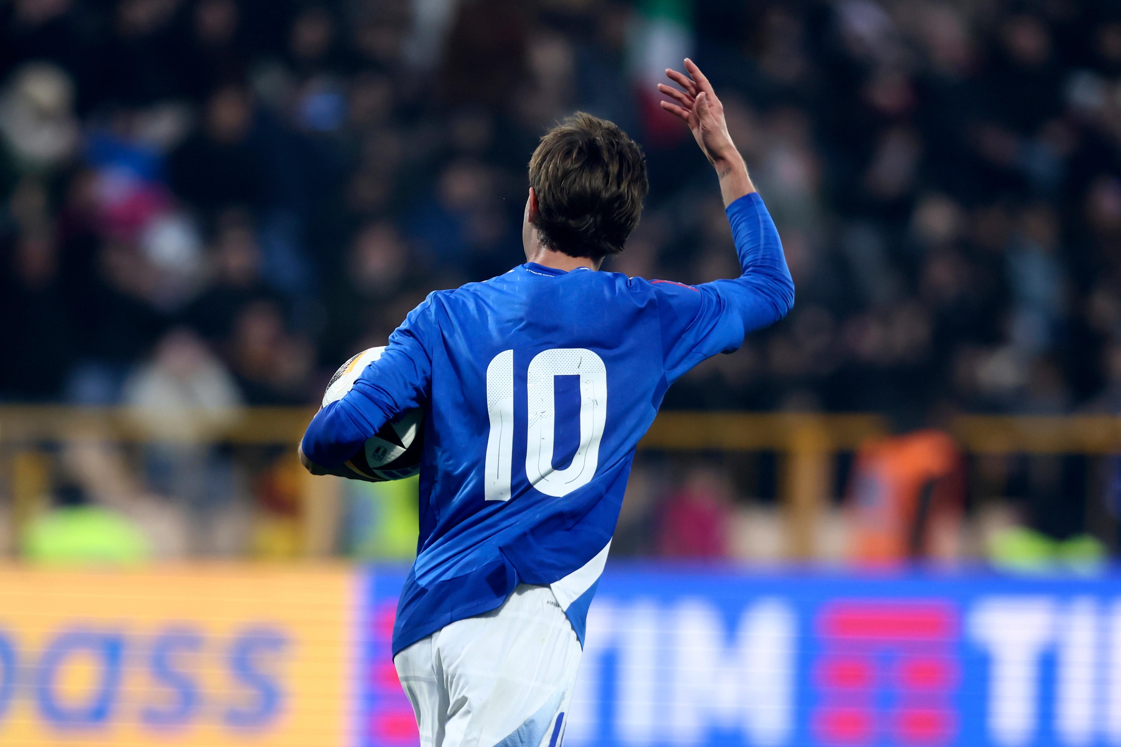 CATANZARO, ITALY - MARCH 22: Mattia Liberali of Italy U19 celebrates after scoring a penalty during the Elite Round match between Italy U19 and Spain U19 at Stadio Nicola Ceravolo on March 22, 2025 in Catanzaro, Italy. (Photo by FIGC/FIGC via Getty Images)