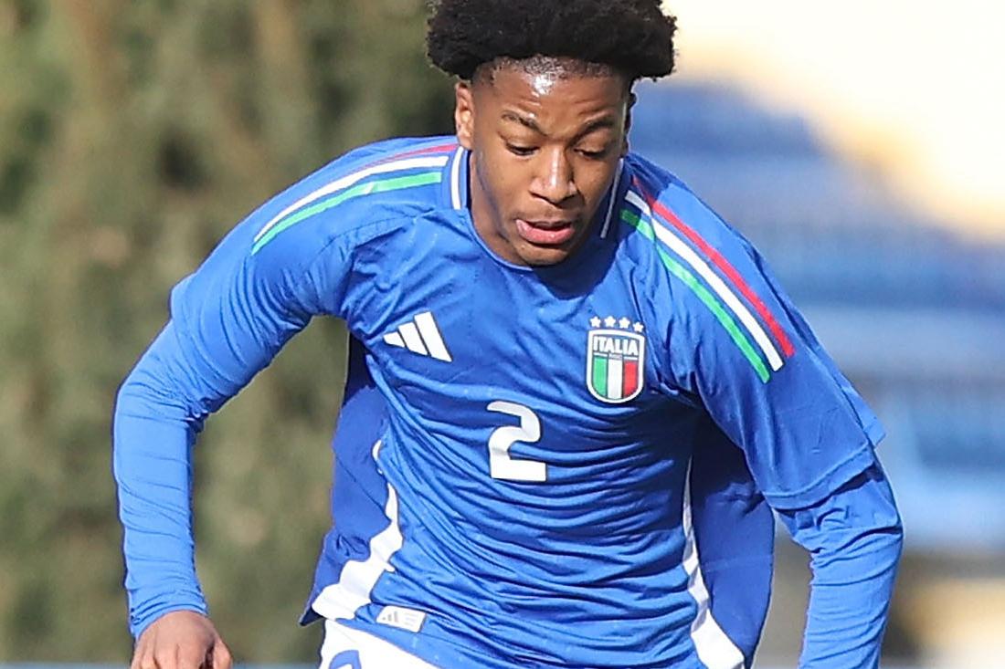 FLORENCE, ITALY - JANUARY 21: Jean Mambuku of Italy U17 in action during the International Friendly match between Italy U17 and Spain U17 on January 21, 2025 in Florence, Italy. (Photo by Gabriele Maltinti - FIGC/FIGC via Getty Images) *** Local Caption *** Jean Mambuku